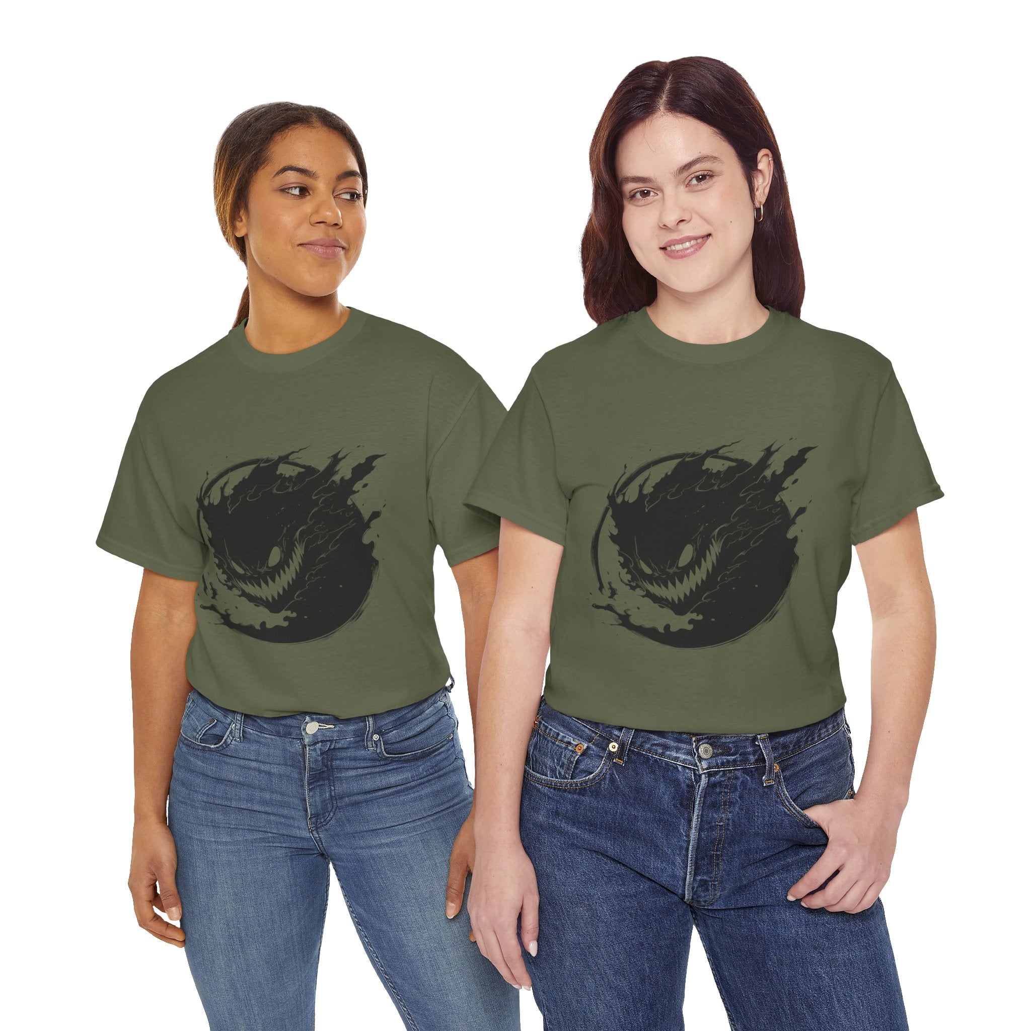 Graphic Tee — Black Flame Monster Smile T-Shirt