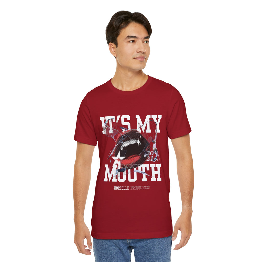 Red & White Streetwear Mouth T-Shirt | Abstract Graphic Tee | Modern Art Aesthetic Shirt | Bella+Canvas 3001 Unisex Tee