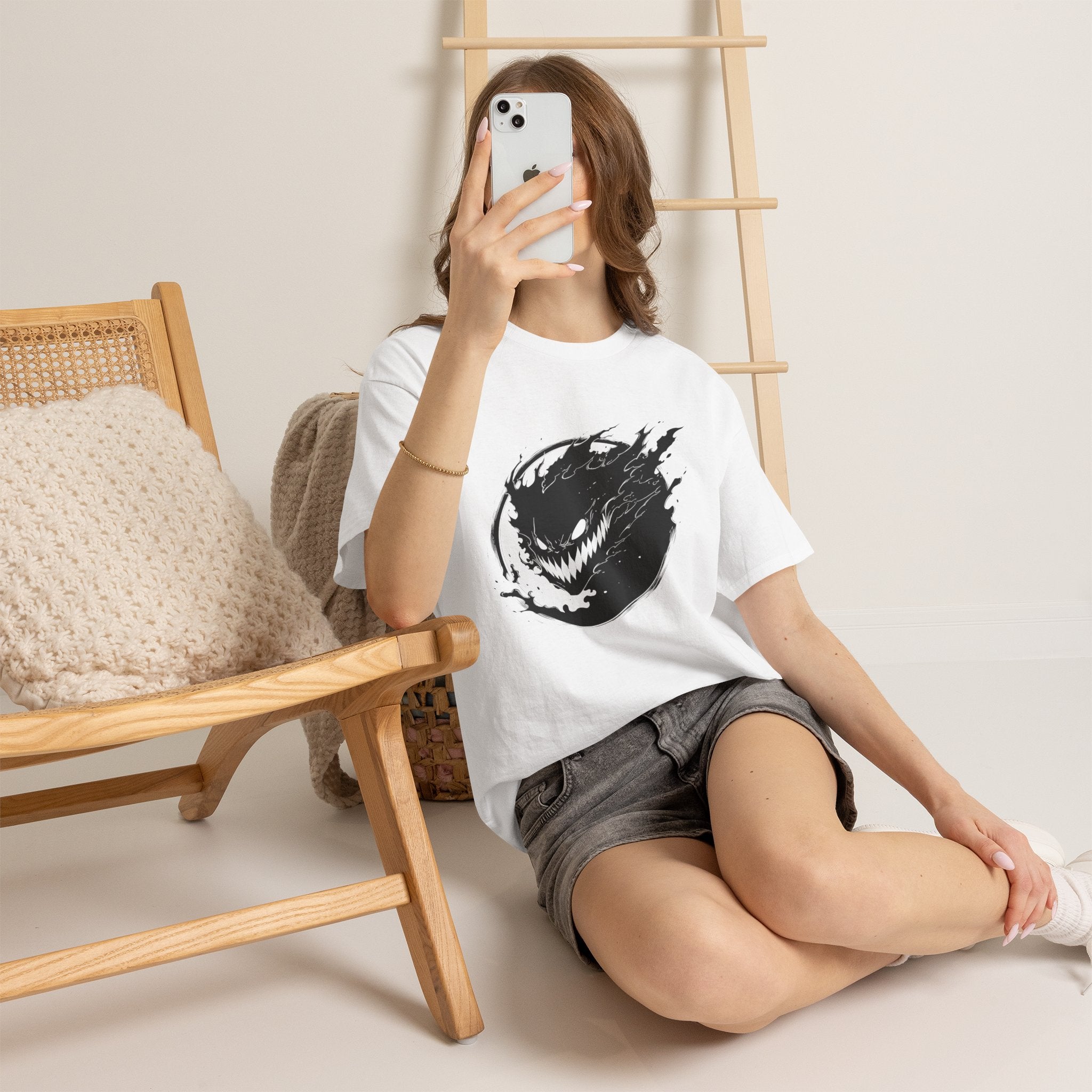 Graphic Tee — Black Flame Monster Smile T-Shirt