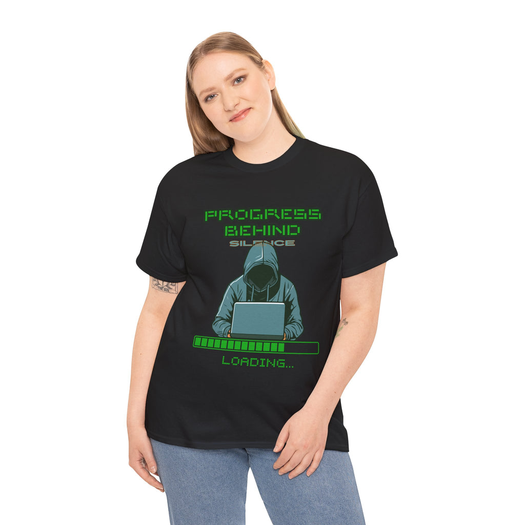 Green Retro Matrix Loading T-Shirt | Hacker Aesthetic Graphic Tee | Coding Streetwear Shirt | Gildan 5000 Unisex Cotton Tee