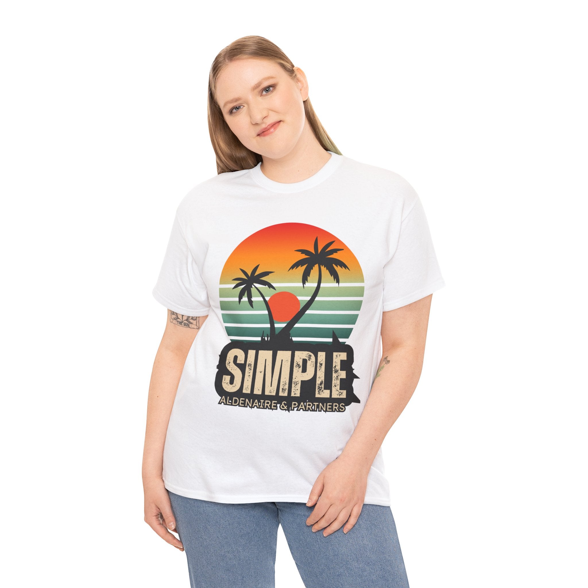 Colorful Vintage Retro Sunset T-Shirt | Gildan 5000 Heavy Cotton Tee | 70s Aesthetic Graphic Shirt | Summer Vibes Unisex Tee