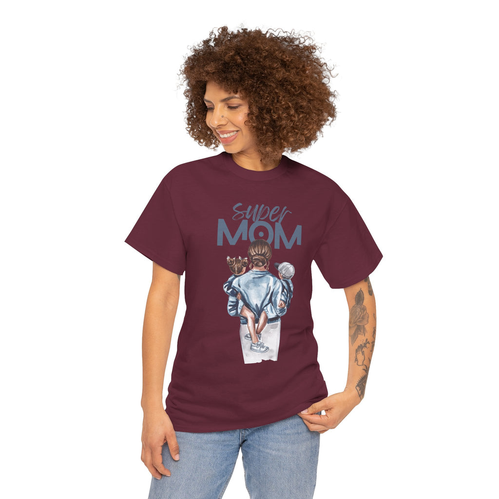 Super Mom Unisex Heavy Cotton Tee |  T-Shirt | Cute Mother’s Day Gift | Strong Mom Graphic Tee