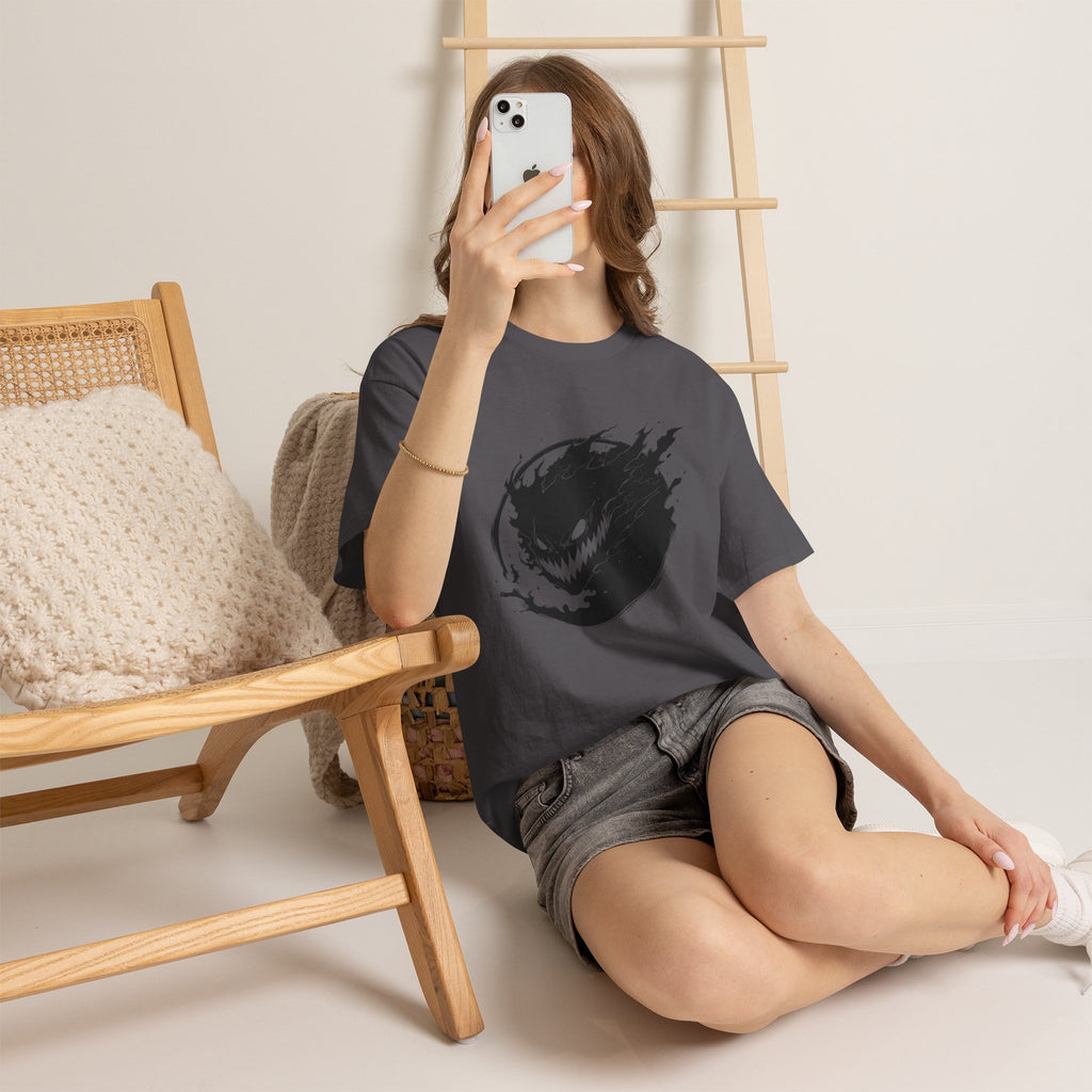 Graphic Tee — Black Flame Monster Smile T-Shirt