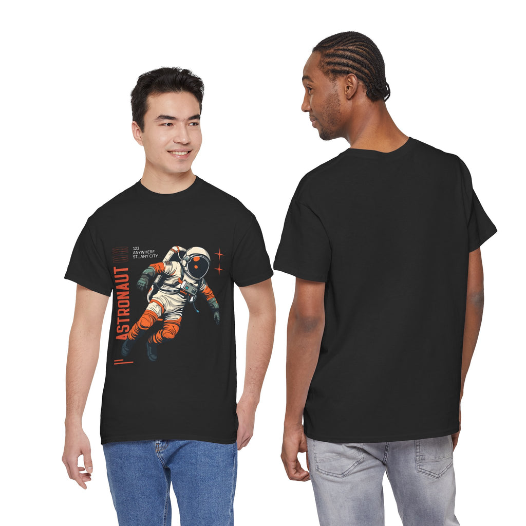Orange Black Astronaut Retro Business Tee | Vintage Space Graphic T-Shirt | Gildan 5000 Unisex Heavy Cotton Shirt | Streetwear Style