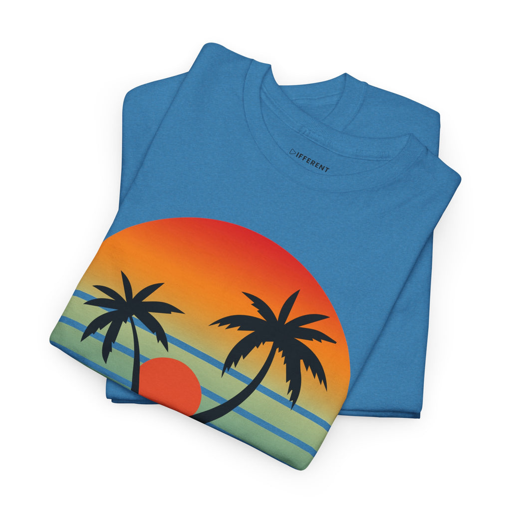 Colorful Vintage Retro Sunset T-Shirt | Gildan 5000 Heavy Cotton Tee | 70s Aesthetic Graphic Shirt | Summer Vibes Unisex Tee