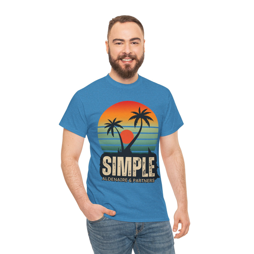 Colorful Vintage Retro Sunset T-Shirt | Gildan 5000 Heavy Cotton Tee | 70s Aesthetic Graphic Shirt | Summer Vibes Unisex Tee