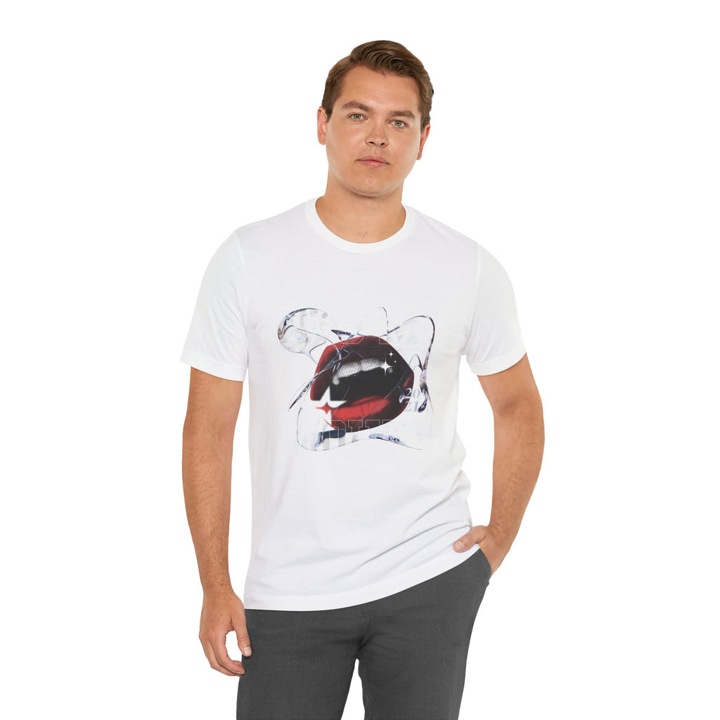 Red & White Streetwear Mouth T-Shirt | Abstract Graphic Tee | Modern Art Aesthetic Shirt | Bella+Canvas 3001 Unisex Tee
