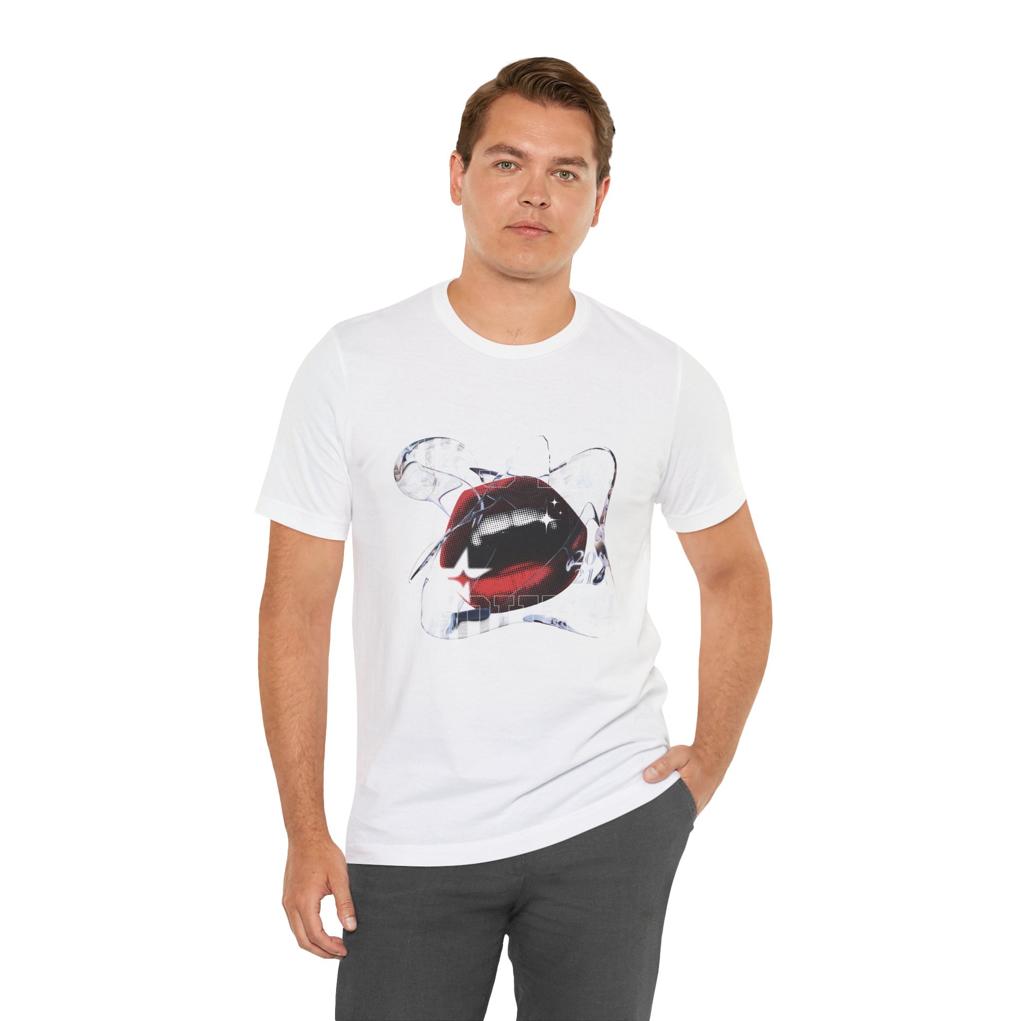 Red & White Streetwear Mouth T-Shirt | Abstract Graphic Tee | Modern Art Aesthetic Shirt | Bella+Canvas 3001 Unisex Tee