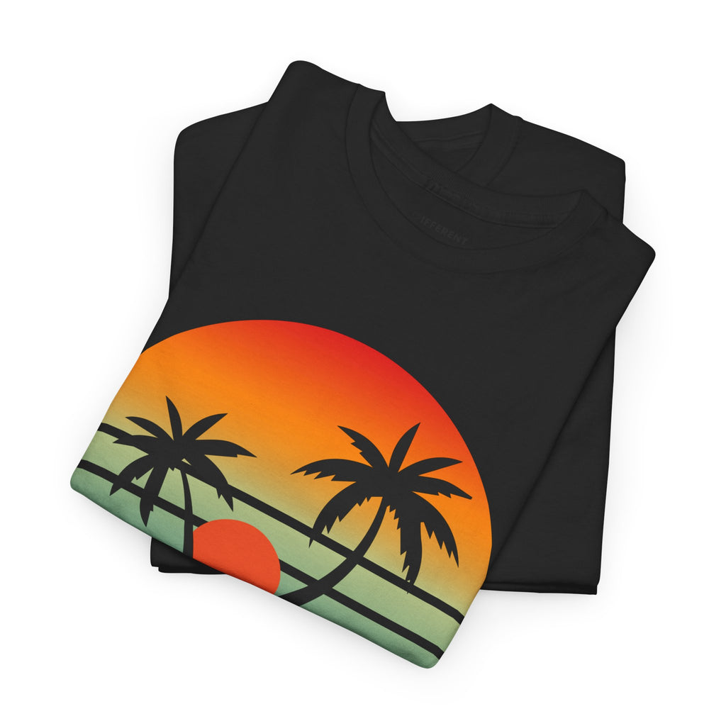 Colorful Vintage Retro Sunset T-Shirt | Gildan 5000 Heavy Cotton Tee | 70s Aesthetic Graphic Shirt | Summer Vibes Unisex Tee