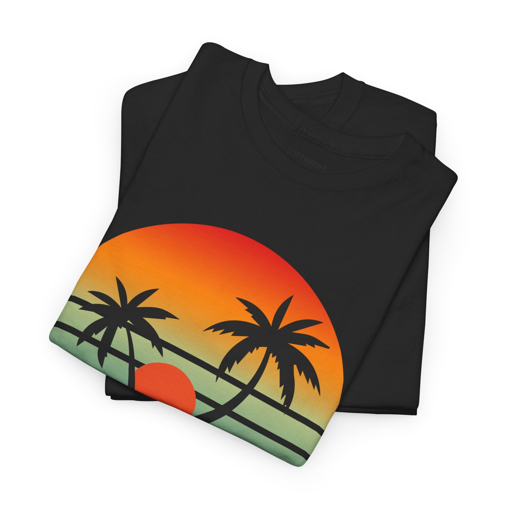 Colorful Vintage Retro Sunset T-Shirt | Gildan 5000 Heavy Cotton Tee | 70s Aesthetic Graphic Shirt | Summer Vibes Unisex Tee