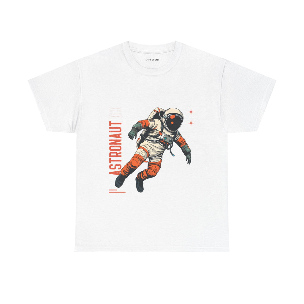 Orange Black Astronaut Retro Business Tee | Vintage Space Graphic T-Shirt | Gildan 5000 Unisex Heavy Cotton Shirt | Streetwear Style