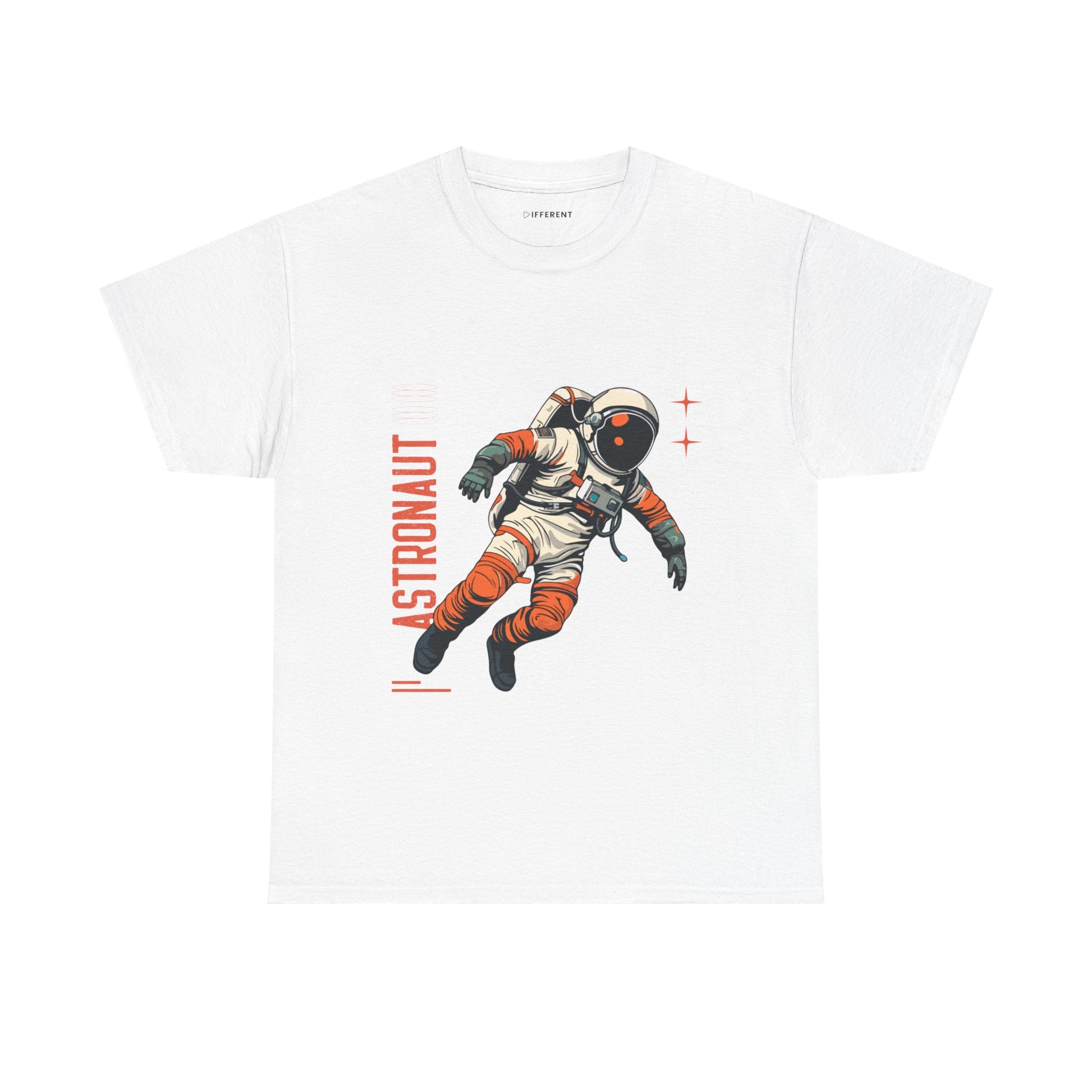 Orange Black Astronaut Retro Business Tee | Vintage Space Graphic T-Shirt | Gildan 5000 Unisex Heavy Cotton Shirt | Streetwear Style