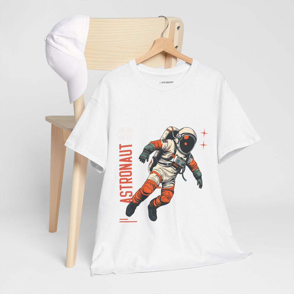 Orange Black Astronaut Retro Business Tee | Vintage Space Graphic T-Shirt | Gildan 5000 Unisex Heavy Cotton Shirt | Streetwear Style