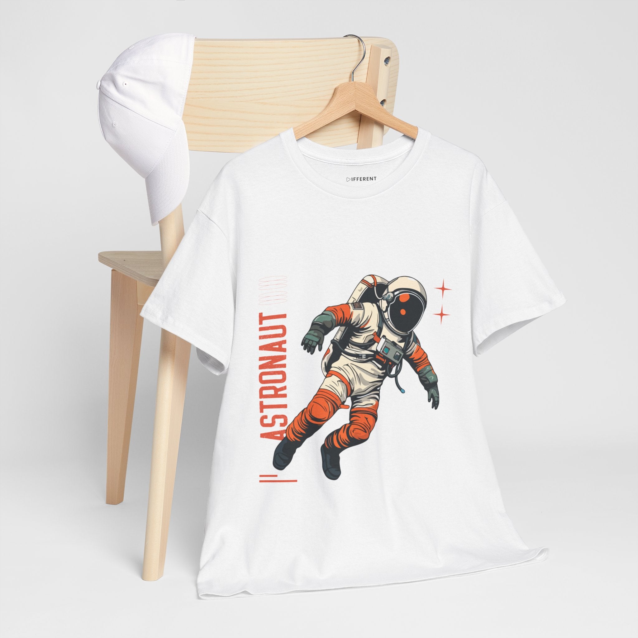 Orange Black Astronaut Retro Business Tee | Vintage Space Graphic T-Shirt | Gildan 5000 Unisex Heavy Cotton Shirt | Streetwear Style