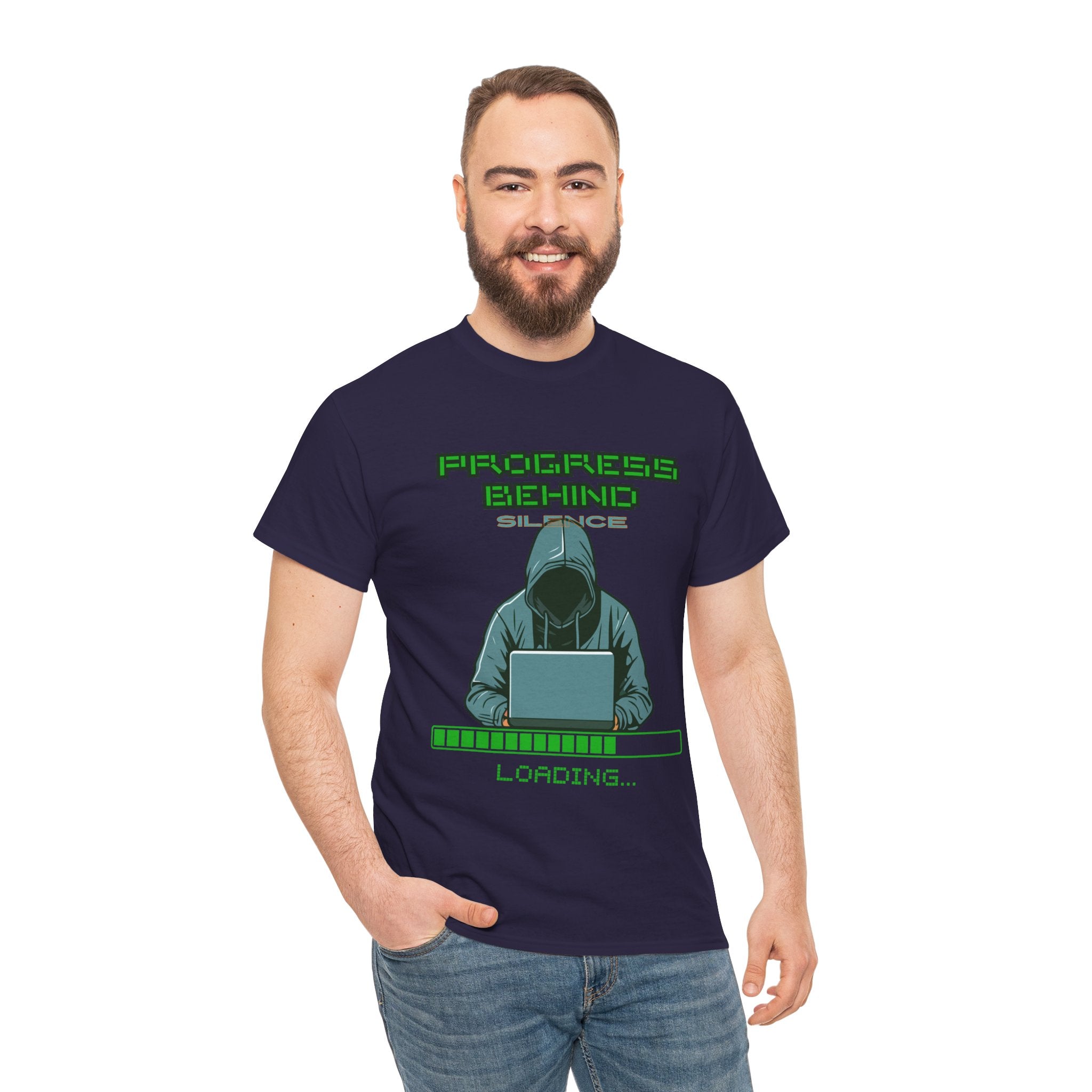 Green Retro Matrix Loading T-Shirt | Hacker Aesthetic Graphic Tee | Coding Streetwear Shirt | Gildan 5000 Unisex Cotton Tee