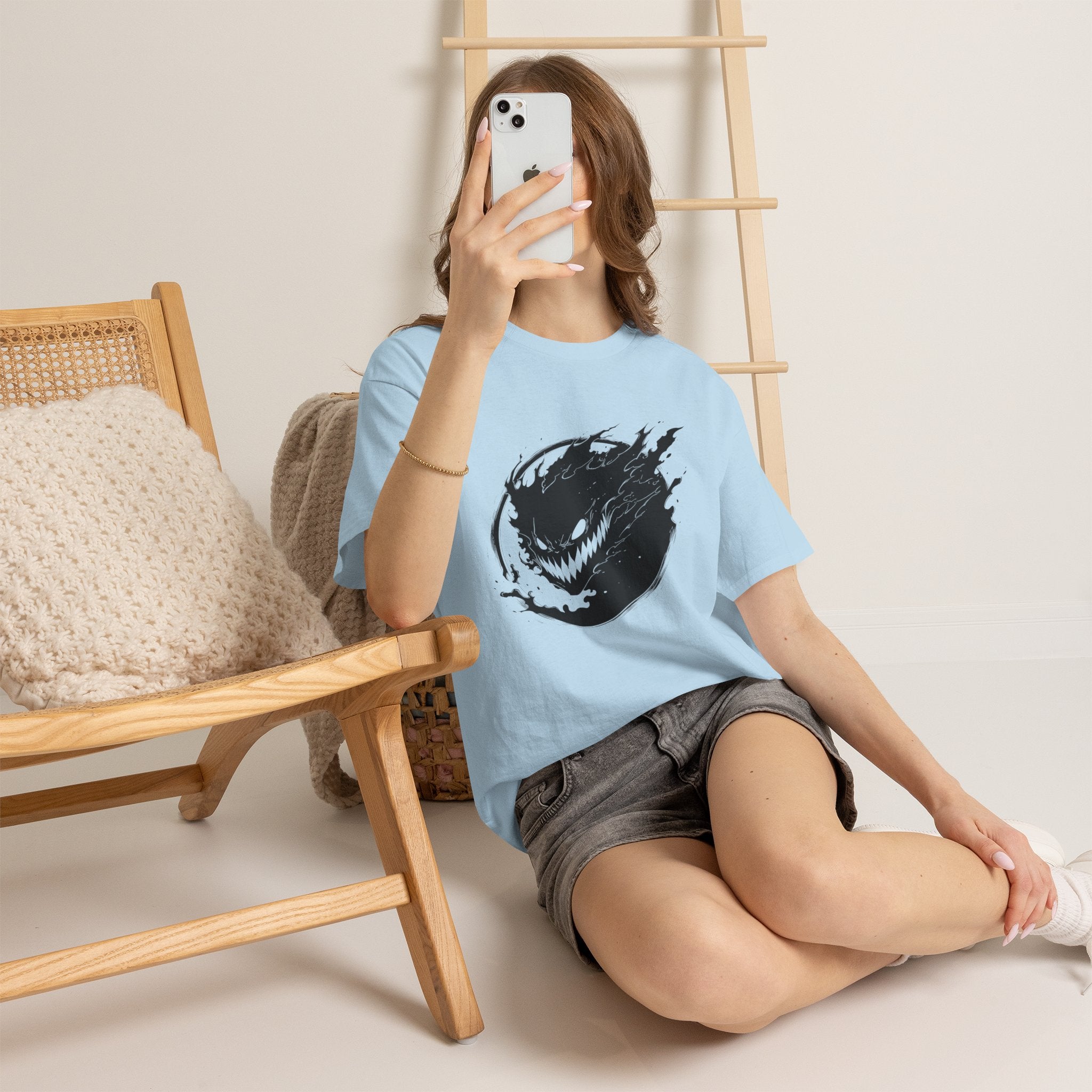 Graphic Tee — Black Flame Monster Smile T-Shirt