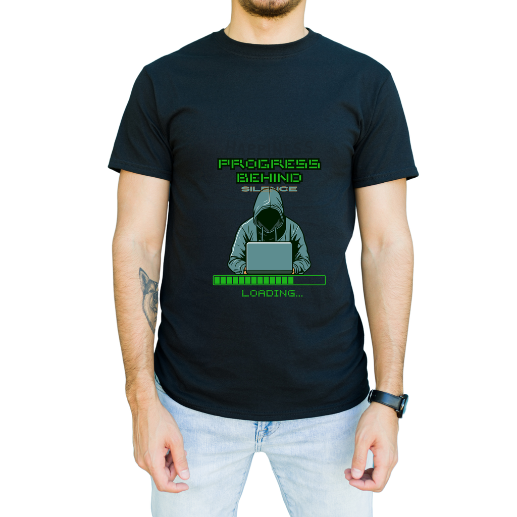 Green Retro Matrix Loading T-Shirt | Hacker Aesthetic Graphic Tee | Coding Streetwear Shirt | Gildan 5000 Unisex Cotton Tee