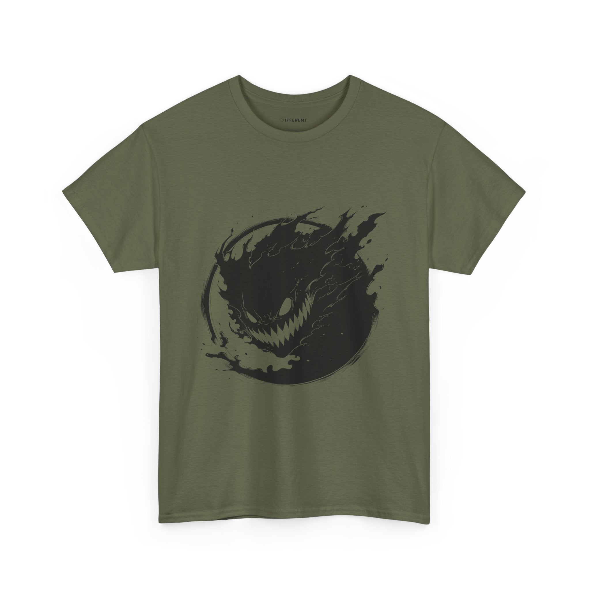 Graphic Tee — Black Flame Monster Smile T-Shirt
