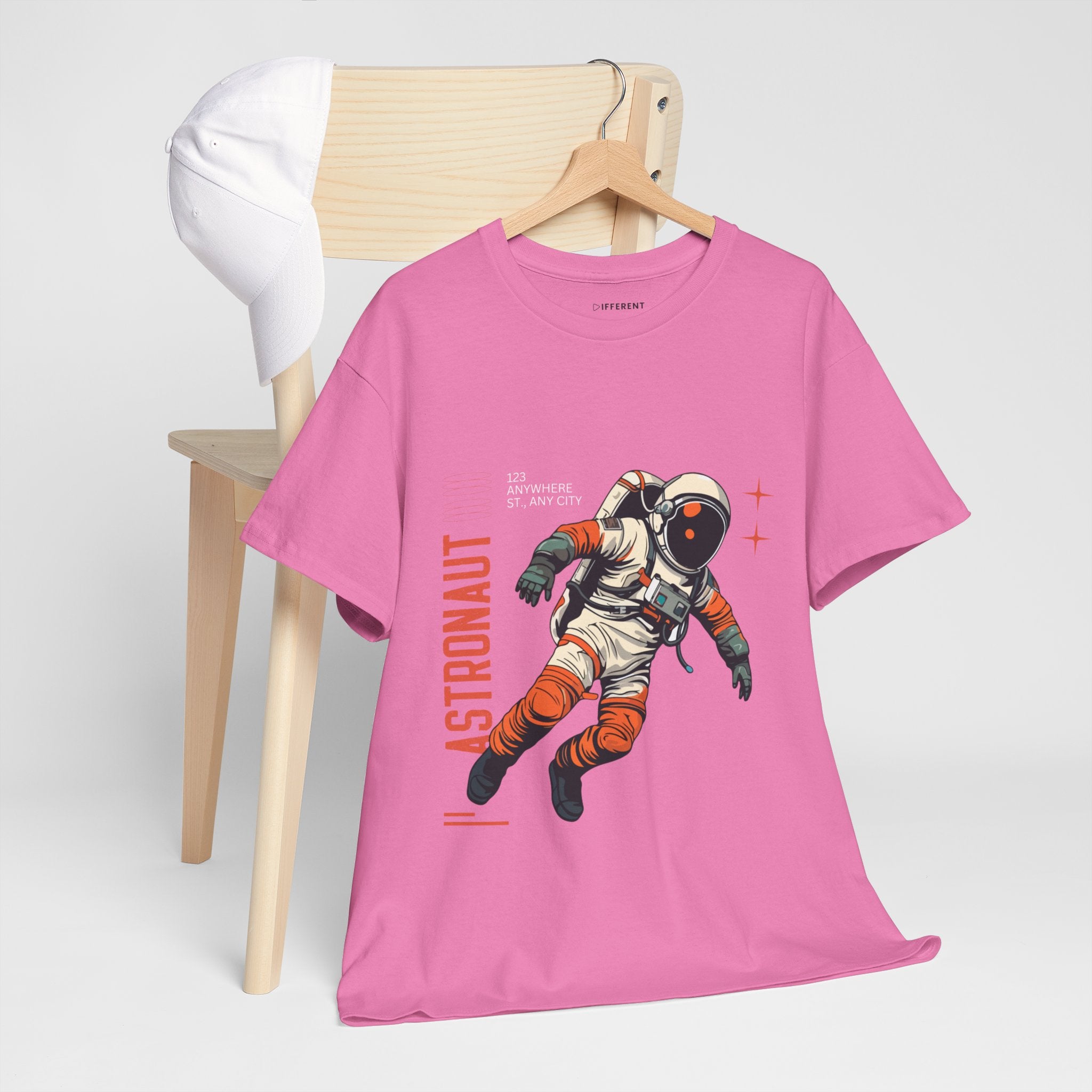 Orange Black Astronaut Retro Business Tee | Vintage Space Graphic T-Shirt | Gildan 5000 Unisex Heavy Cotton Shirt | Streetwear Style