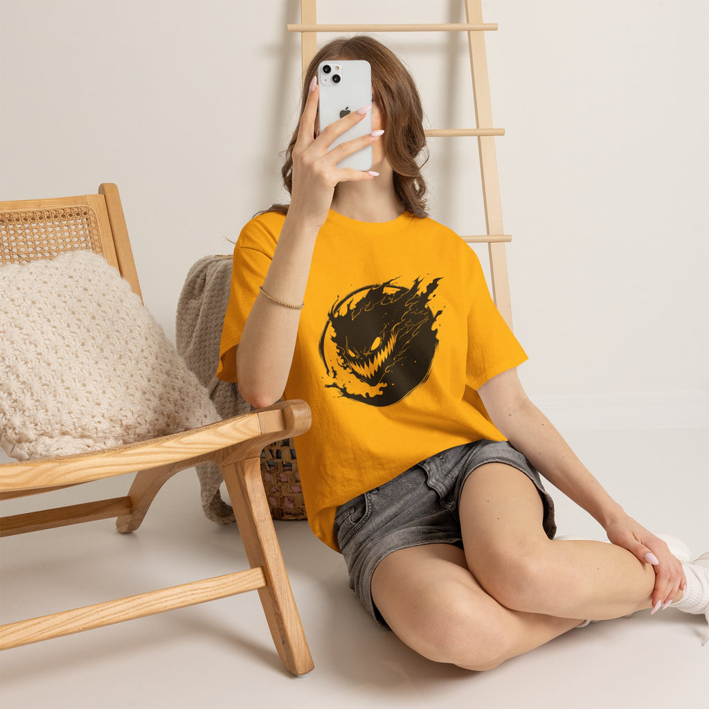 Graphic Tee — Black Flame Monster Smile T-Shirt