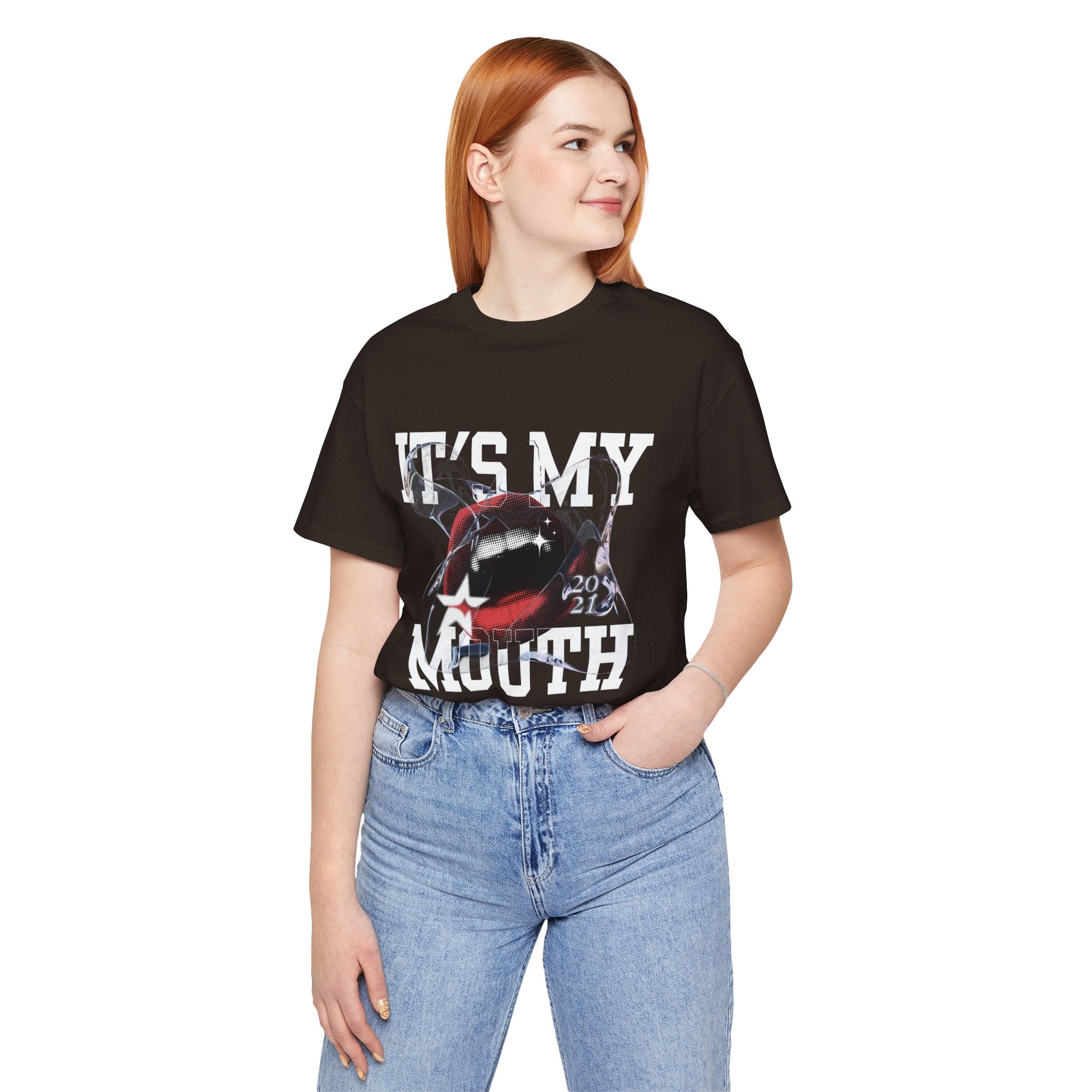 Red & White Streetwear Mouth T-Shirt | Abstract Graphic Tee | Modern Art Aesthetic Shirt | Bella+Canvas 3001 Unisex Tee