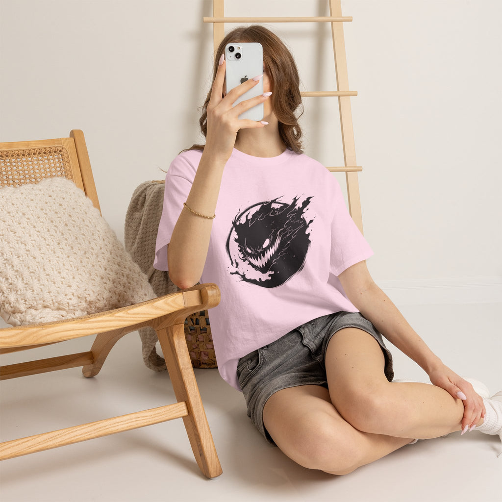 Graphic Tee — Black Flame Monster Smile T-Shirt