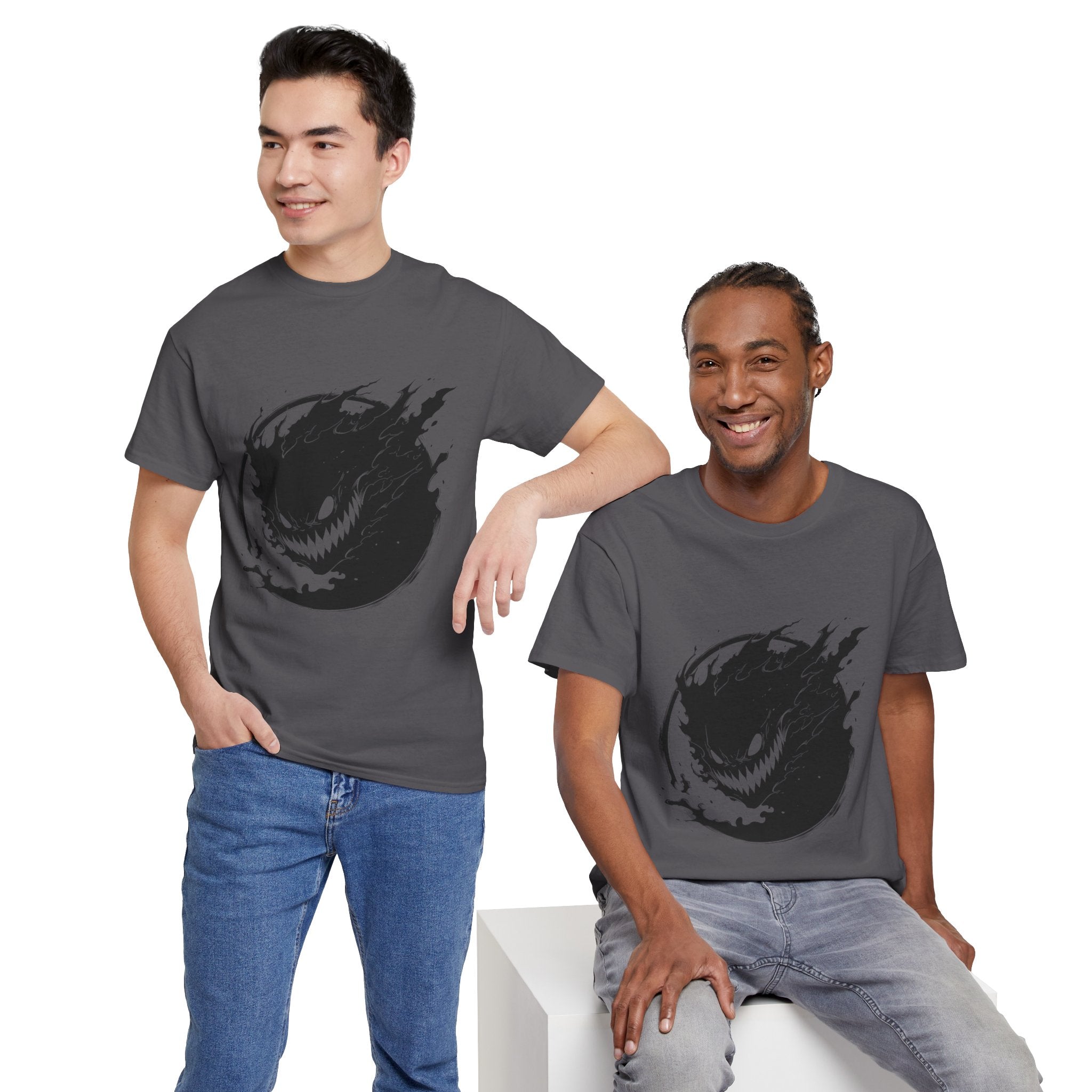 Graphic Tee — Black Flame Monster Smile T-Shirt