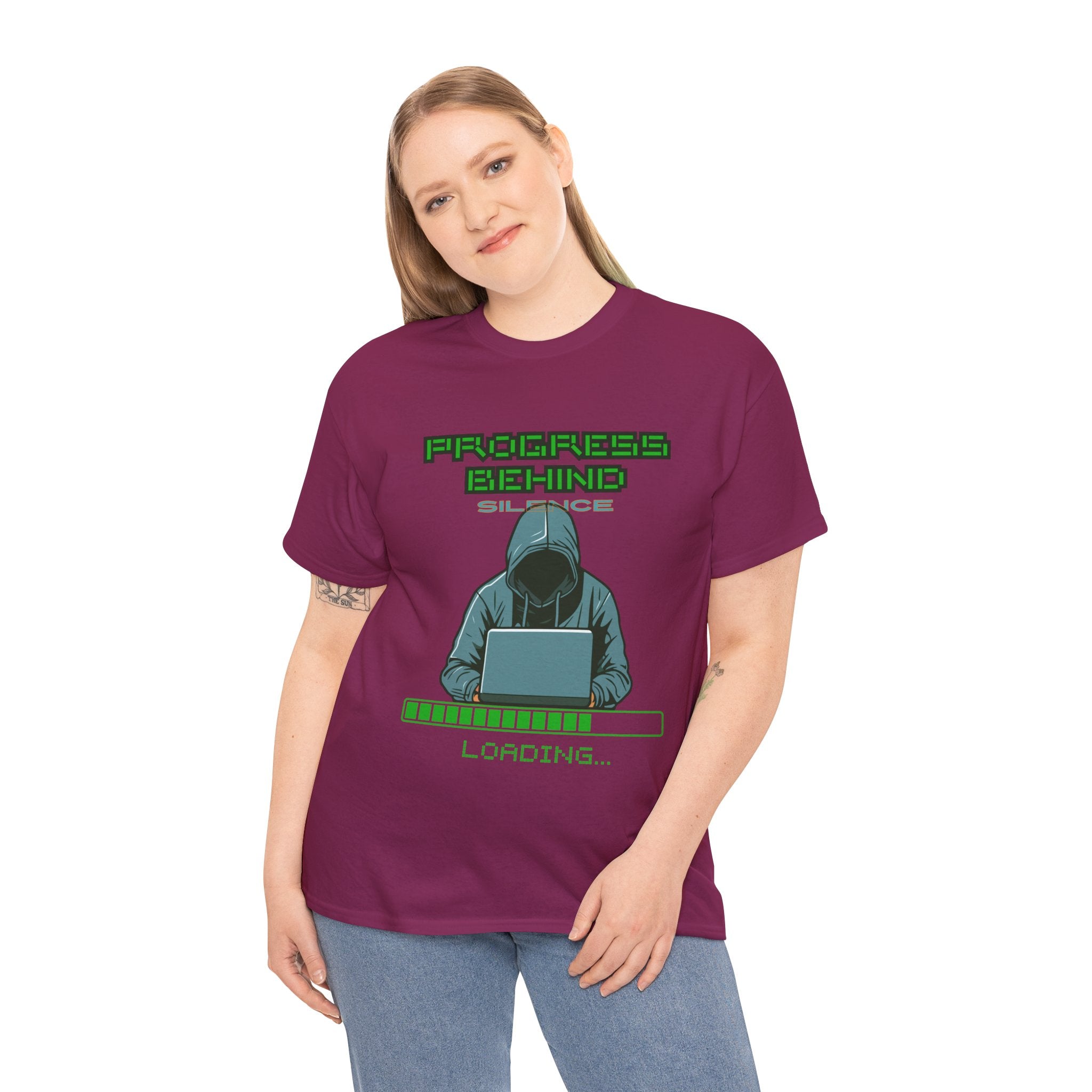 Green Retro Matrix Loading T-Shirt | Hacker Aesthetic Graphic Tee | Coding Streetwear Shirt | Gildan 5000 Unisex Cotton Tee