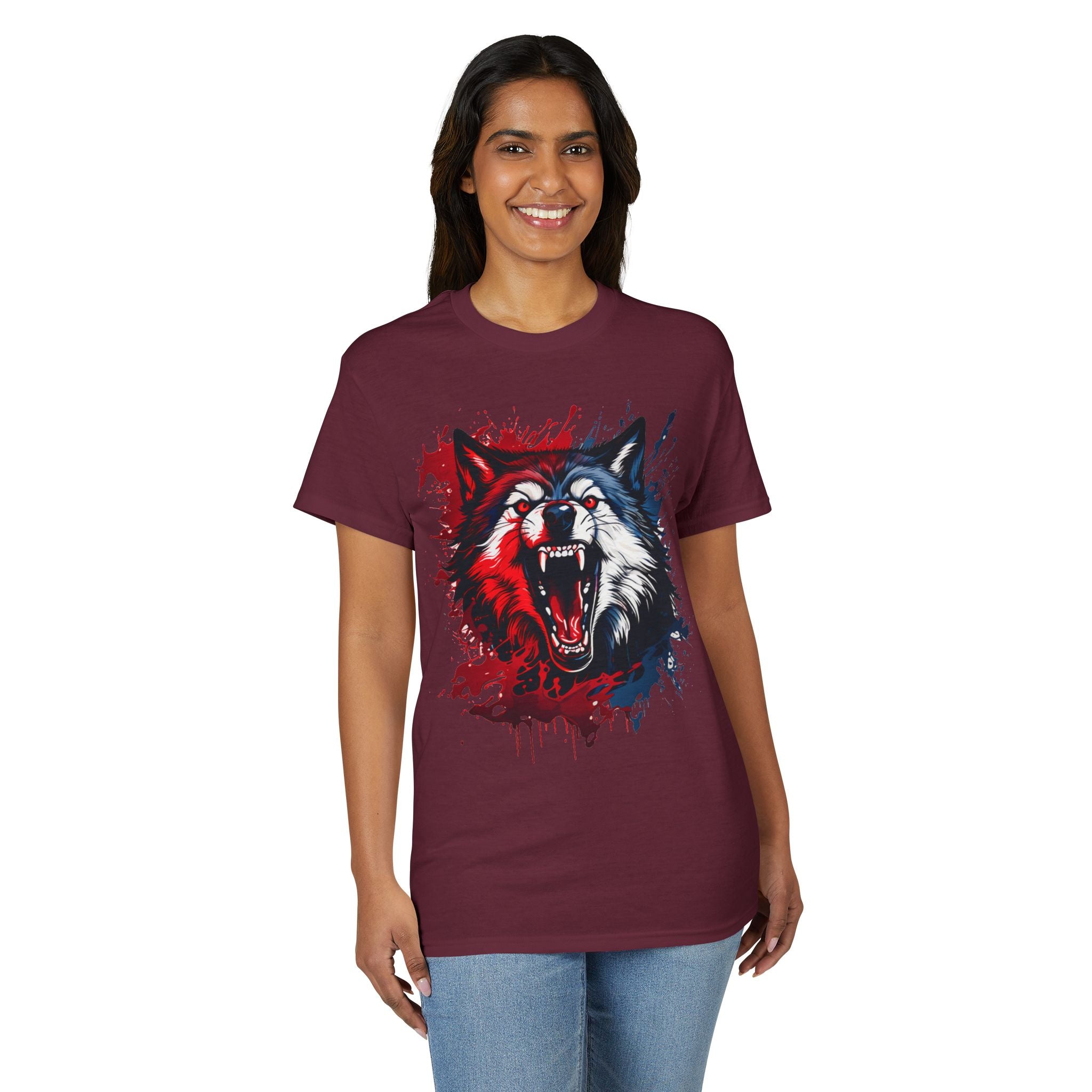 Roaring Patriotic Wolf T-Shirt