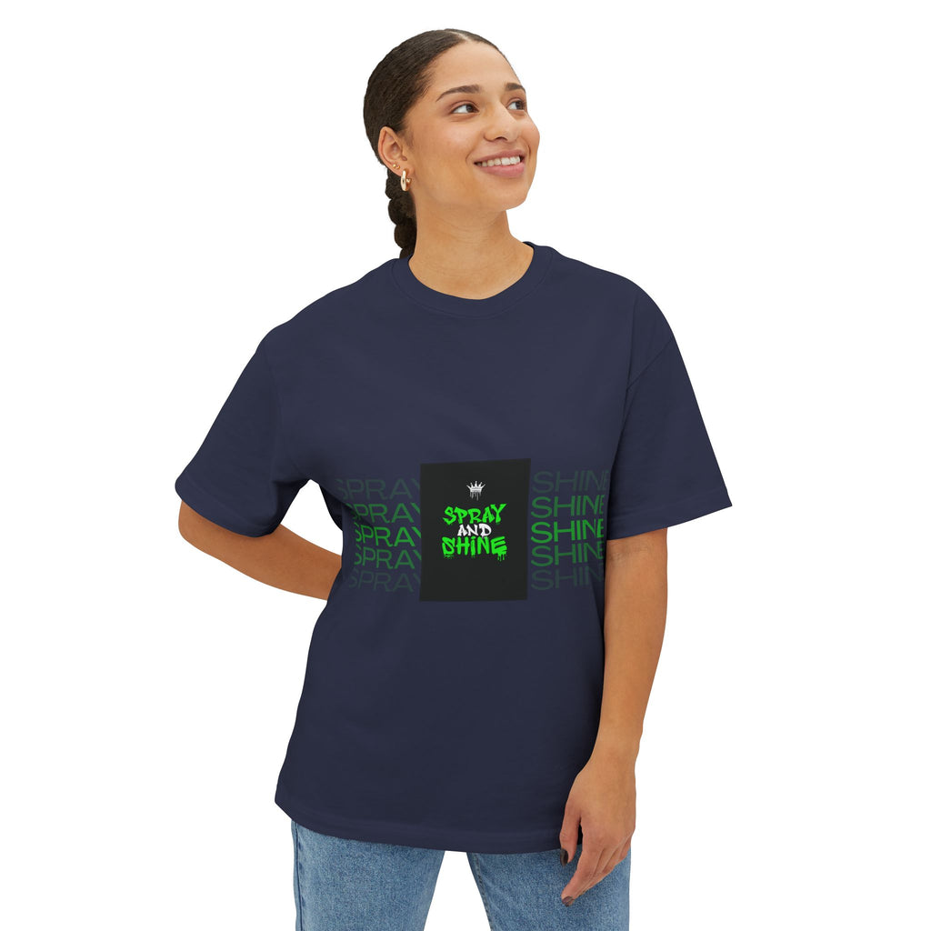 Spray and Shine Boxy T-Shirt | Trendy Streetwear Graphic Tee | Relaxed Fit Cotton Shirt | Modern Aesthetic Unisex Tee