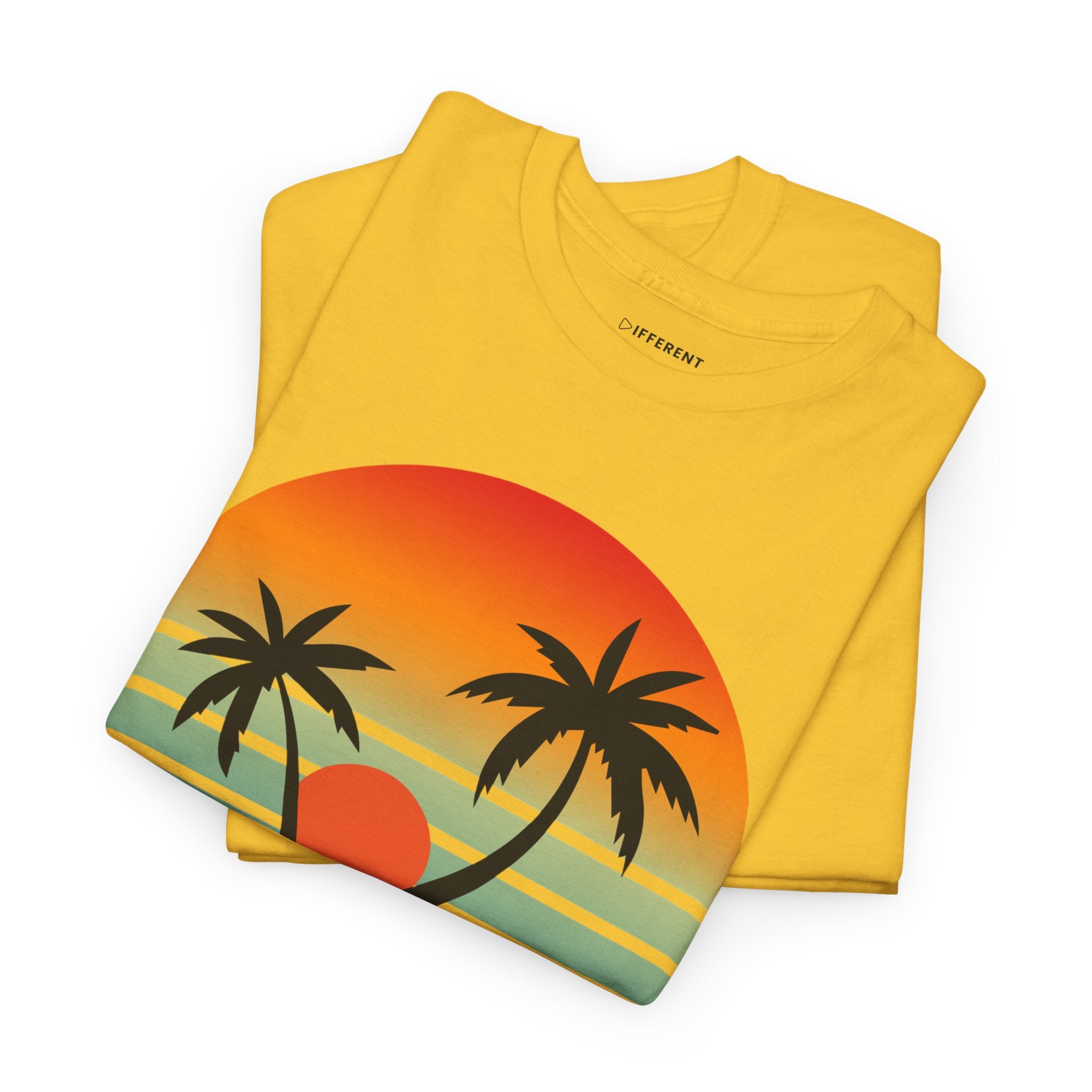 Colorful Vintage Retro Sunset T-Shirt | Gildan 5000 Heavy Cotton Tee | 70s Aesthetic Graphic Shirt | Summer Vibes Unisex Tee
