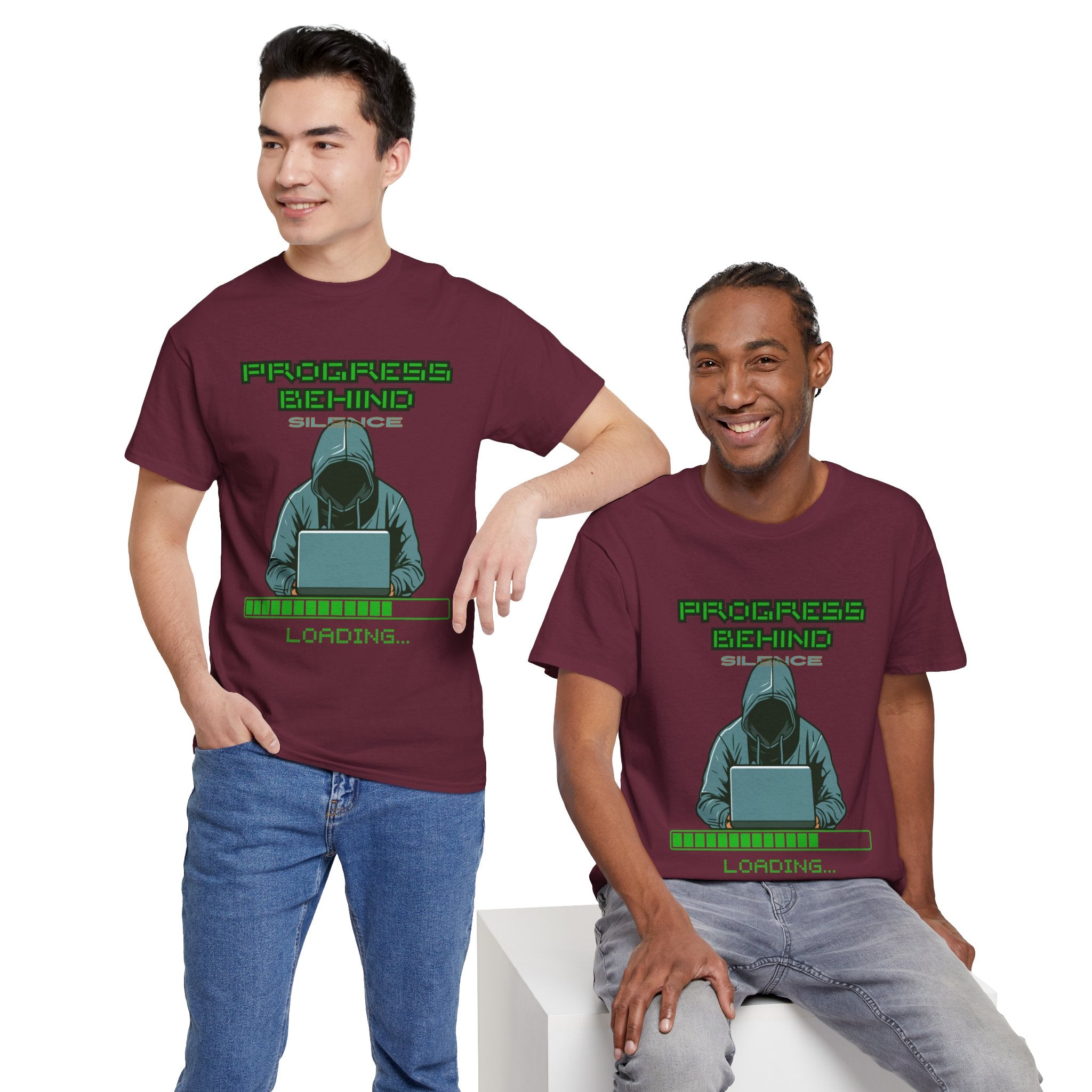 Green Retro Matrix Loading T-Shirt | Hacker Aesthetic Graphic Tee | Coding Streetwear Shirt | Gildan 5000 Unisex Cotton Tee