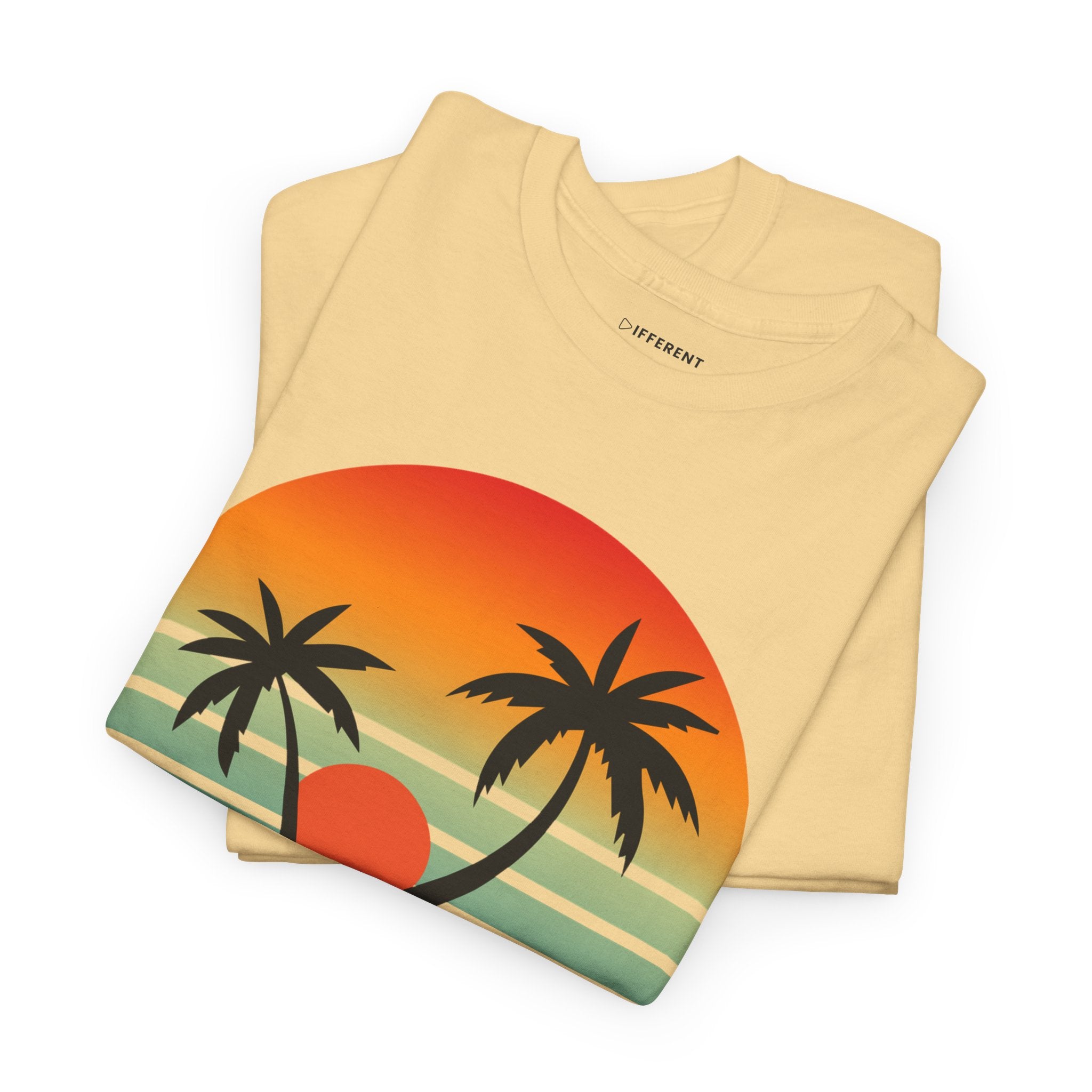 Colorful Vintage Retro Sunset T-Shirt | Gildan 5000 Heavy Cotton Tee | 70s Aesthetic Graphic Shirt | Summer Vibes Unisex Tee