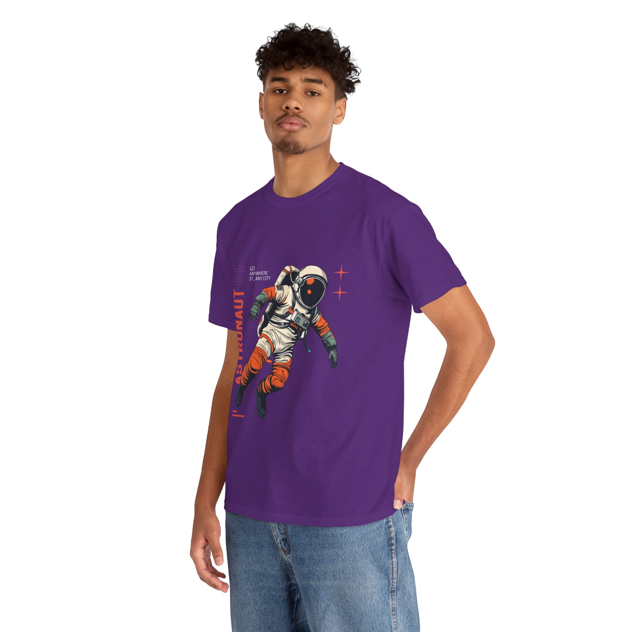 Orange Black Astronaut Retro Business Tee | Vintage Space Graphic T-Shirt | Gildan 5000 Unisex Heavy Cotton Shirt | Streetwear Style