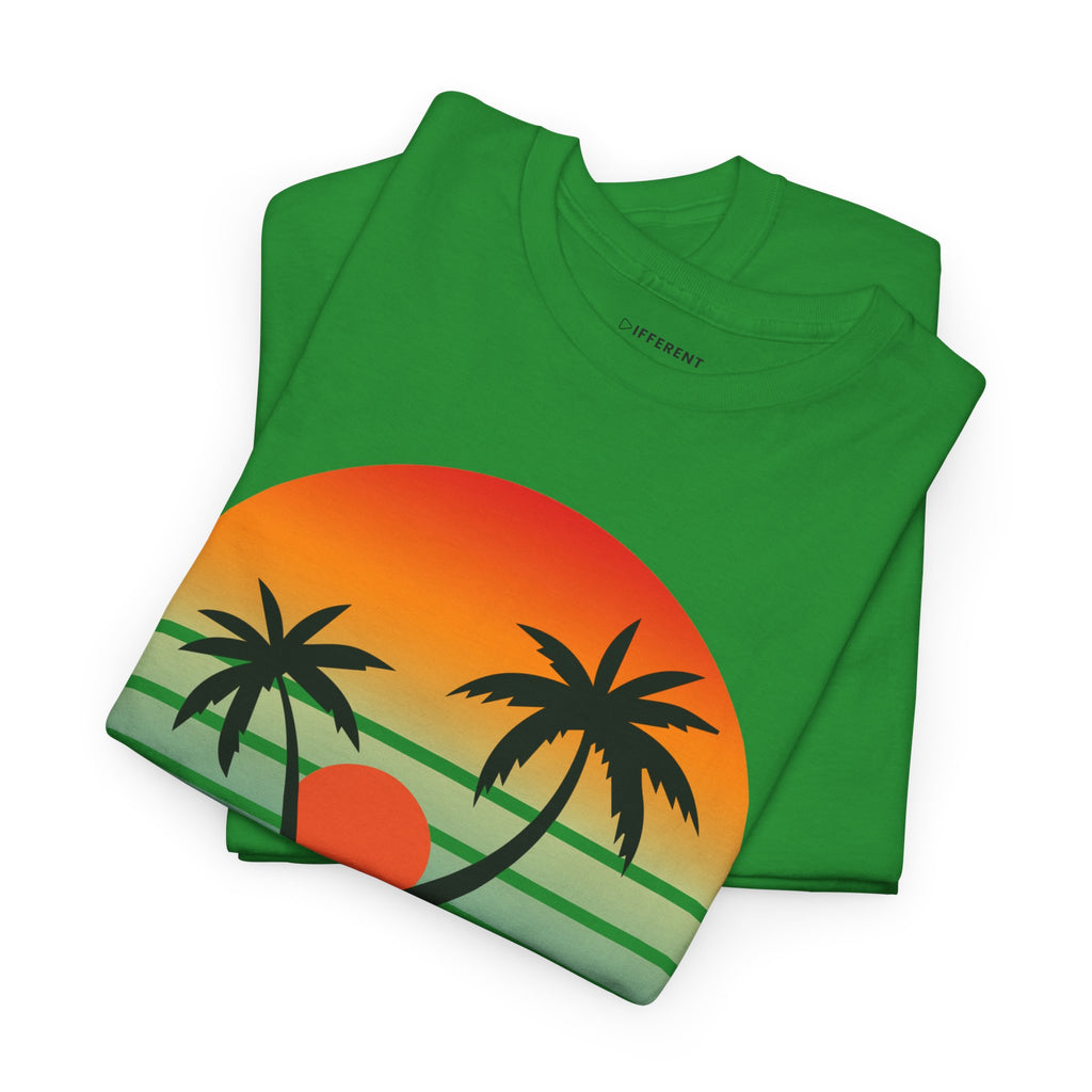 Colorful Vintage Retro Sunset T-Shirt | Gildan 5000 Heavy Cotton Tee | 70s Aesthetic Graphic Shirt | Summer Vibes Unisex Tee