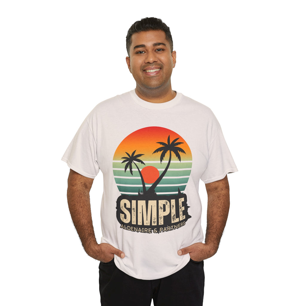 Colorful Vintage Retro Sunset T-Shirt | Gildan 5000 Heavy Cotton Tee | 70s Aesthetic Graphic Shirt | Summer Vibes Unisex Tee