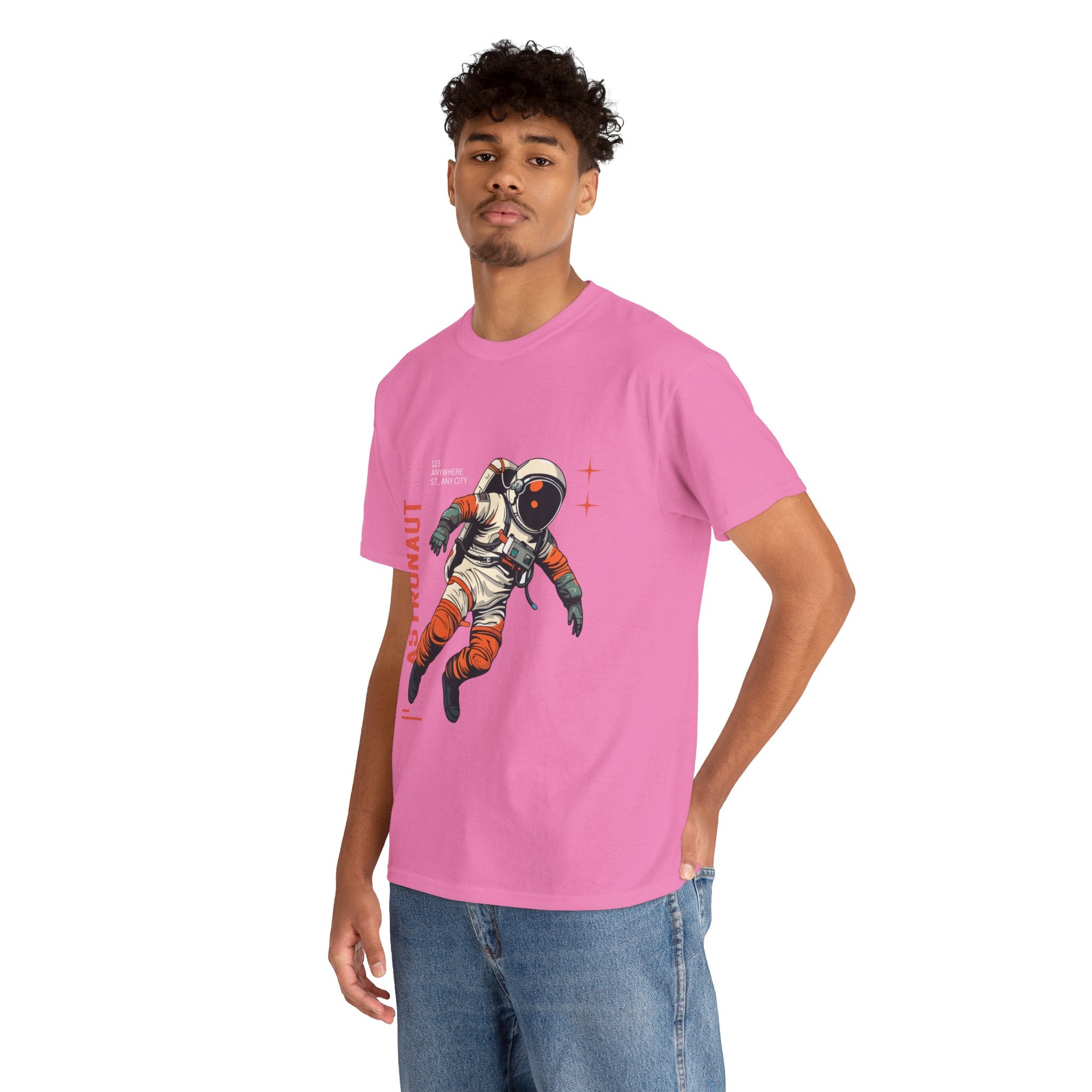 Orange Black Astronaut Retro Business Tee | Vintage Space Graphic T-Shirt | Gildan 5000 Unisex Heavy Cotton Shirt | Streetwear Style