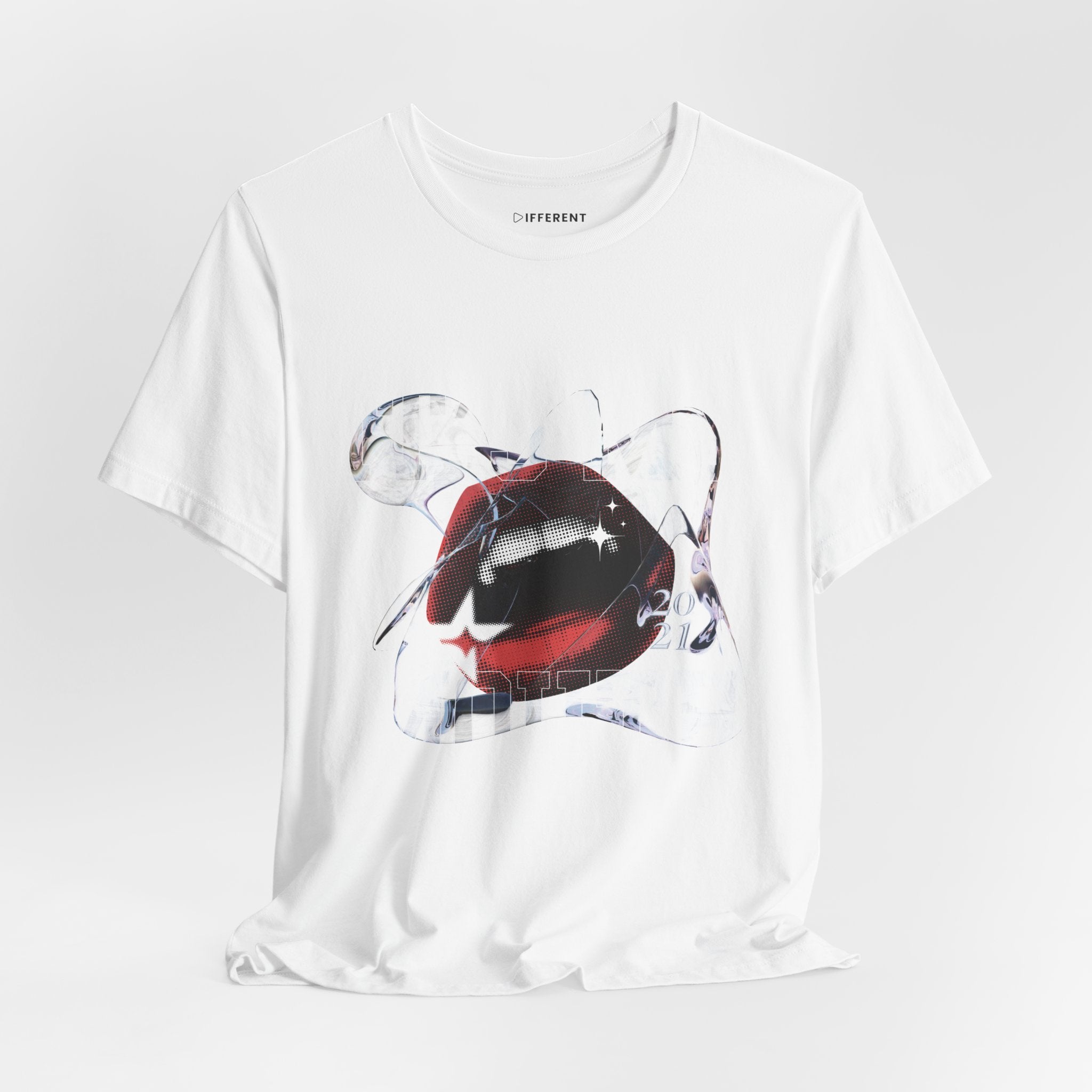 Red & White Streetwear Mouth T-Shirt | Abstract Graphic Tee | Modern Art Aesthetic Shirt | Bella+Canvas 3001 Unisex Tee