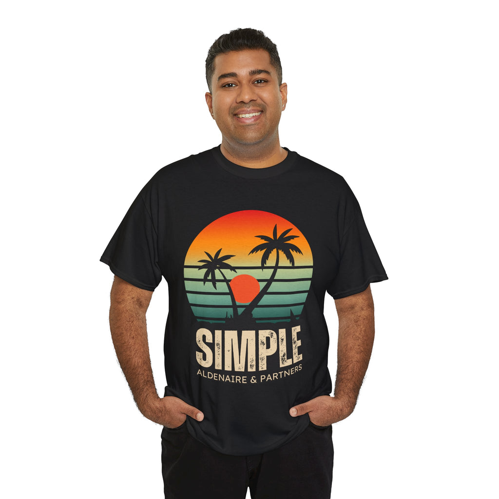 Colorful Vintage Retro Sunset T-Shirt | Gildan 5000 Heavy Cotton Tee | 70s Aesthetic Graphic Shirt | Summer Vibes Unisex Tee