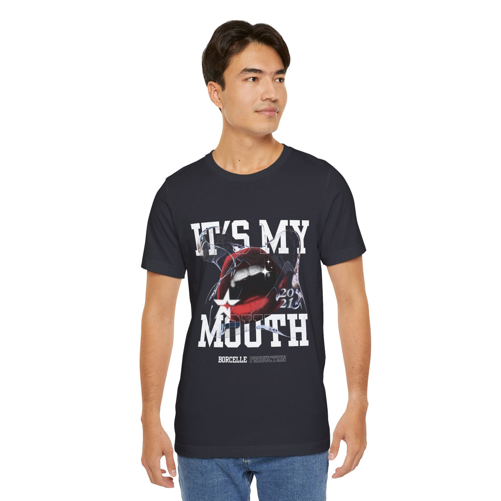 Red & White Streetwear Mouth T-Shirt | Abstract Graphic Tee | Modern Art Aesthetic Shirt | Bella+Canvas 3001 Unisex Tee