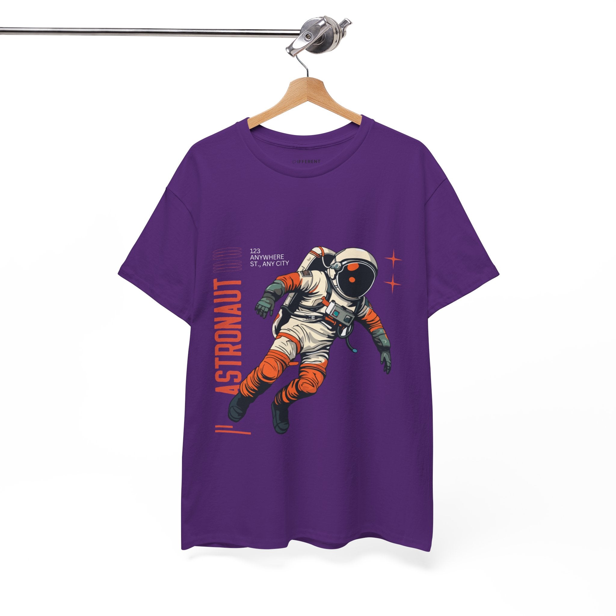 Orange Black Astronaut Retro Business Tee | Vintage Space Graphic T-Shirt | Gildan 5000 Unisex Heavy Cotton Shirt | Streetwear Style