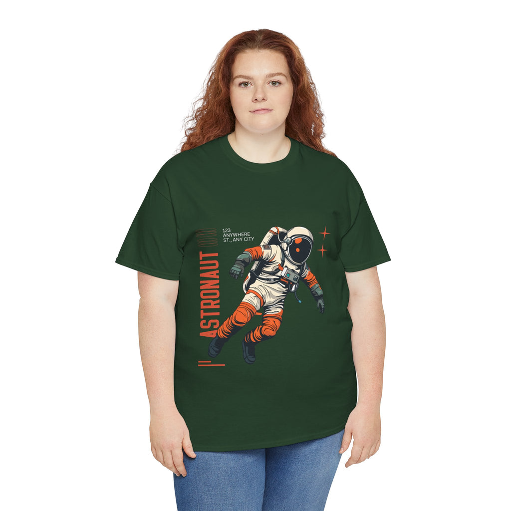 Orange Black Astronaut Retro Business Tee | Vintage Space Graphic T-Shirt | Gildan 5000 Unisex Heavy Cotton Shirt | Streetwear Style