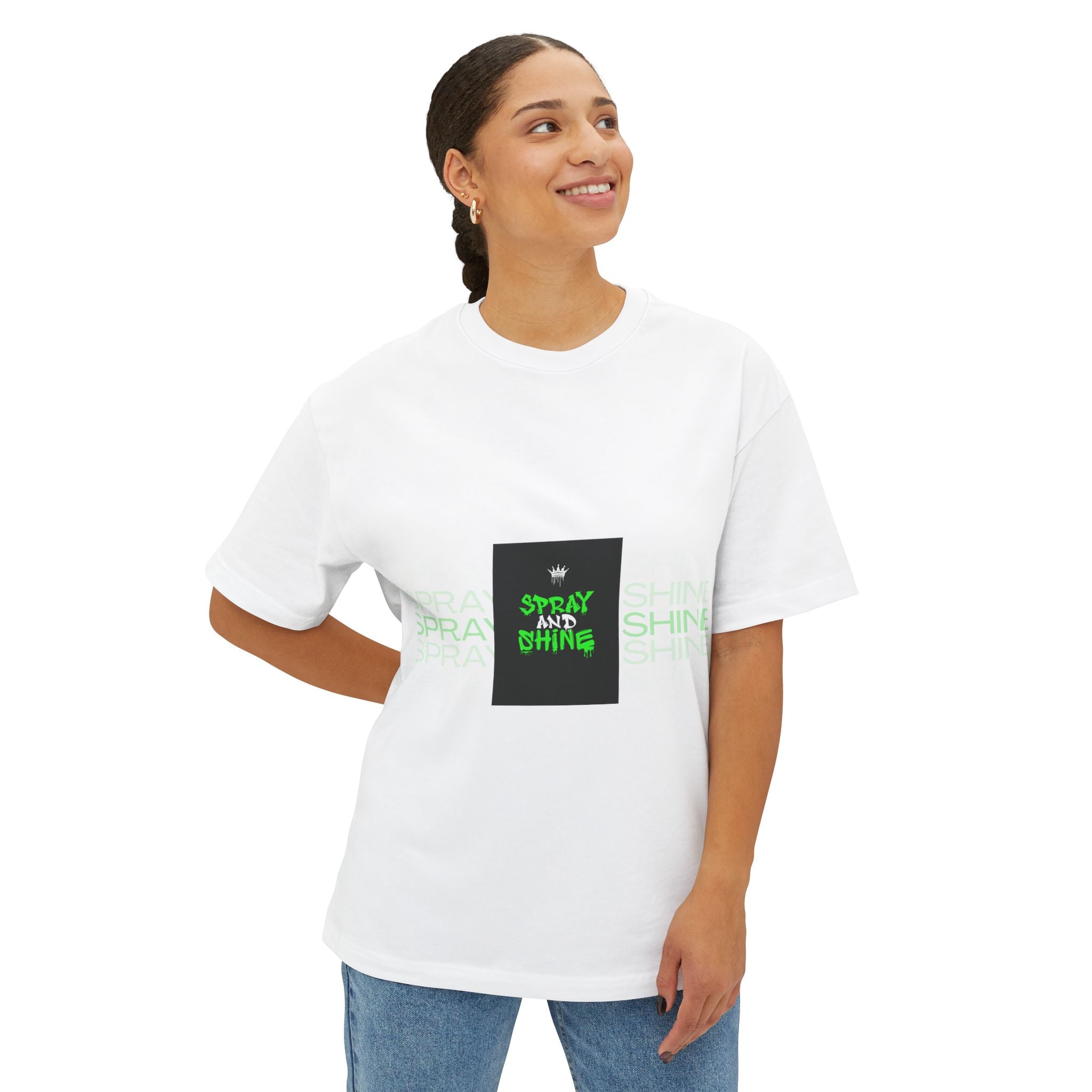 Spray and Shine Boxy T-Shirt | Trendy Streetwear Graphic Tee | Relaxed Fit Cotton Shirt | Modern Aesthetic Unisex Tee