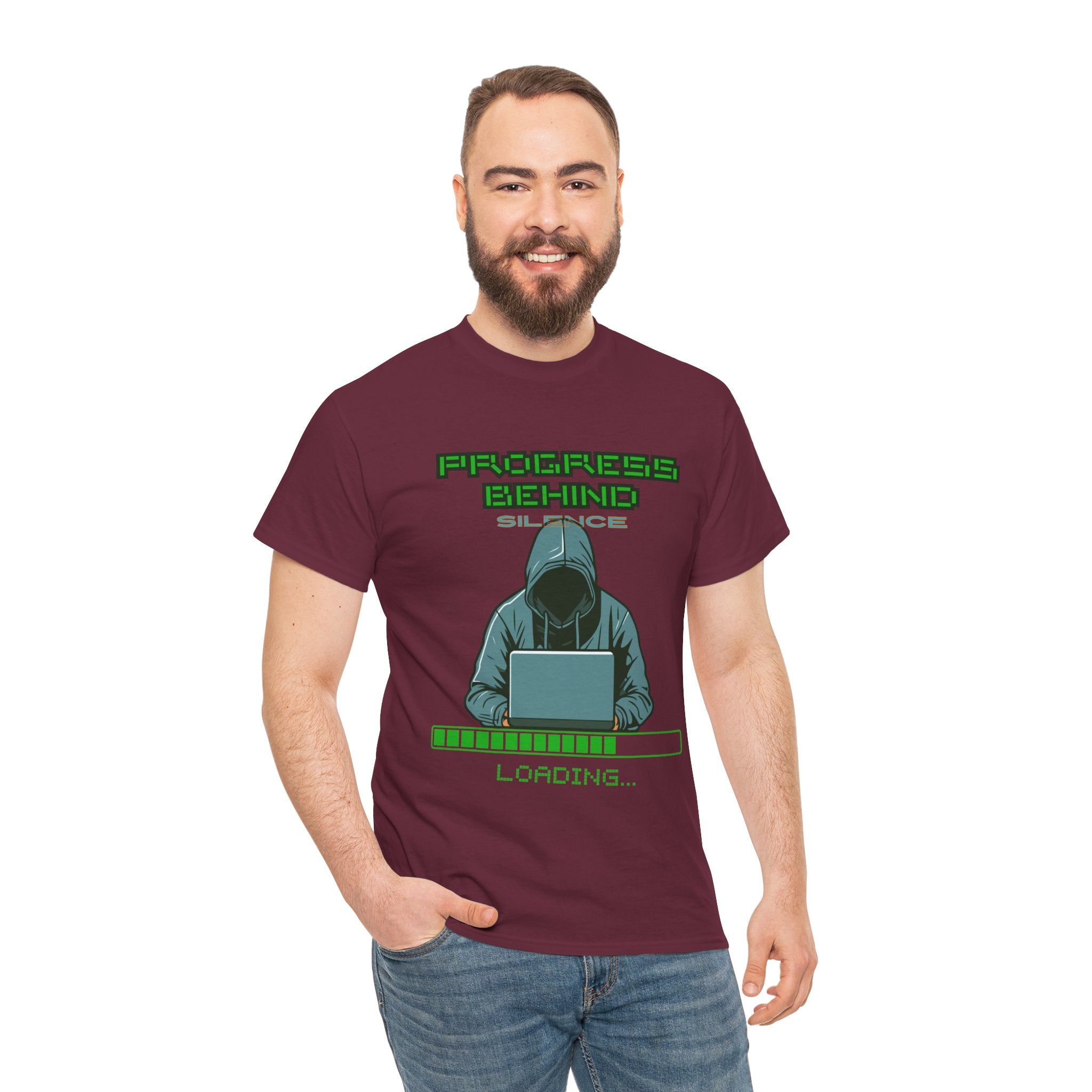 Green Retro Matrix Loading T-Shirt | Hacker Aesthetic Graphic Tee | Coding Streetwear Shirt | Gildan 5000 Unisex Cotton Tee