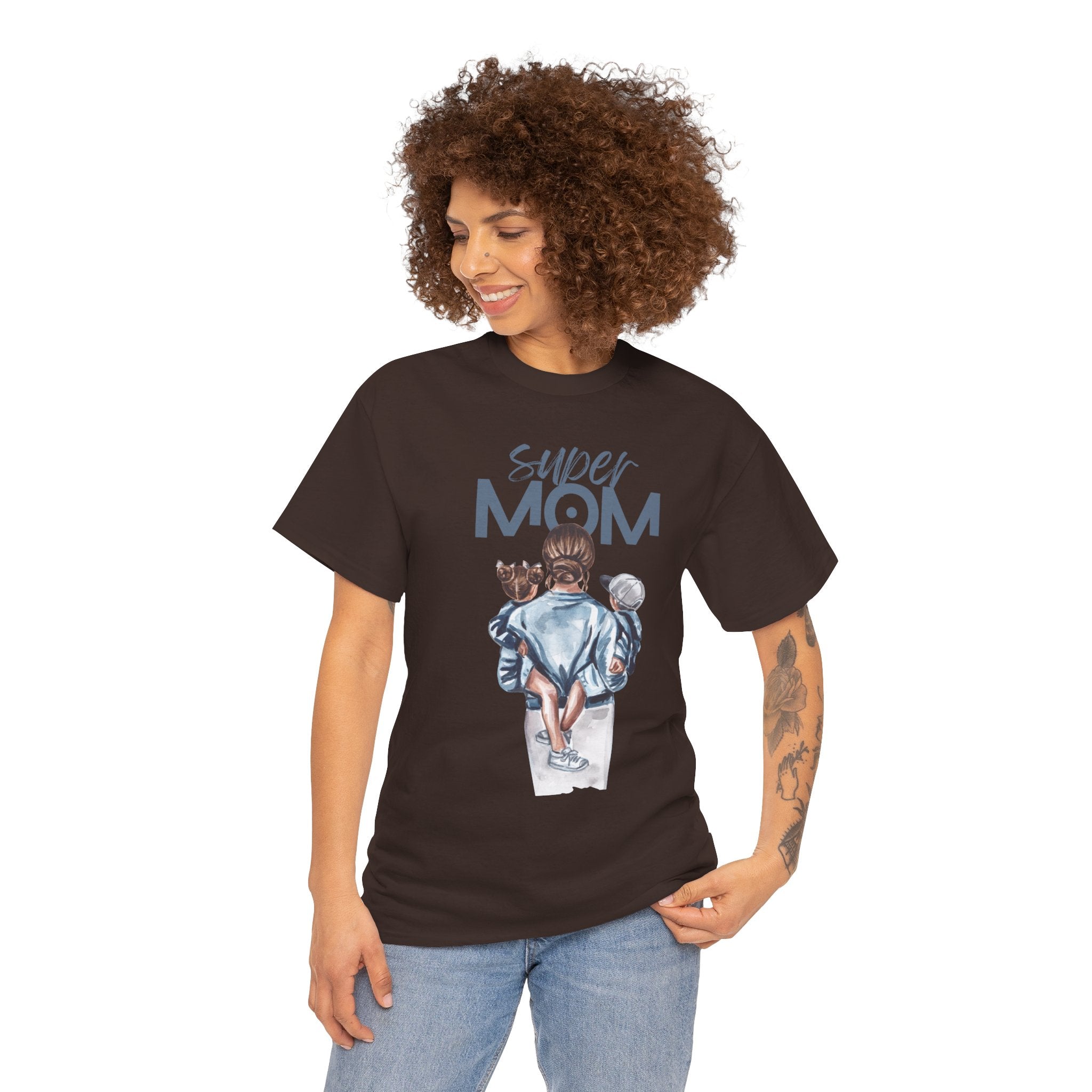 Super Mom Unisex Heavy Cotton Tee |  T-Shirt | Cute Mother’s Day Gift | Strong Mom Graphic Tee