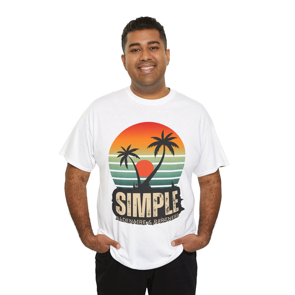 Colorful Vintage Retro Sunset T-Shirt | Gildan 5000 Heavy Cotton Tee | 70s Aesthetic Graphic Shirt | Summer Vibes Unisex Tee