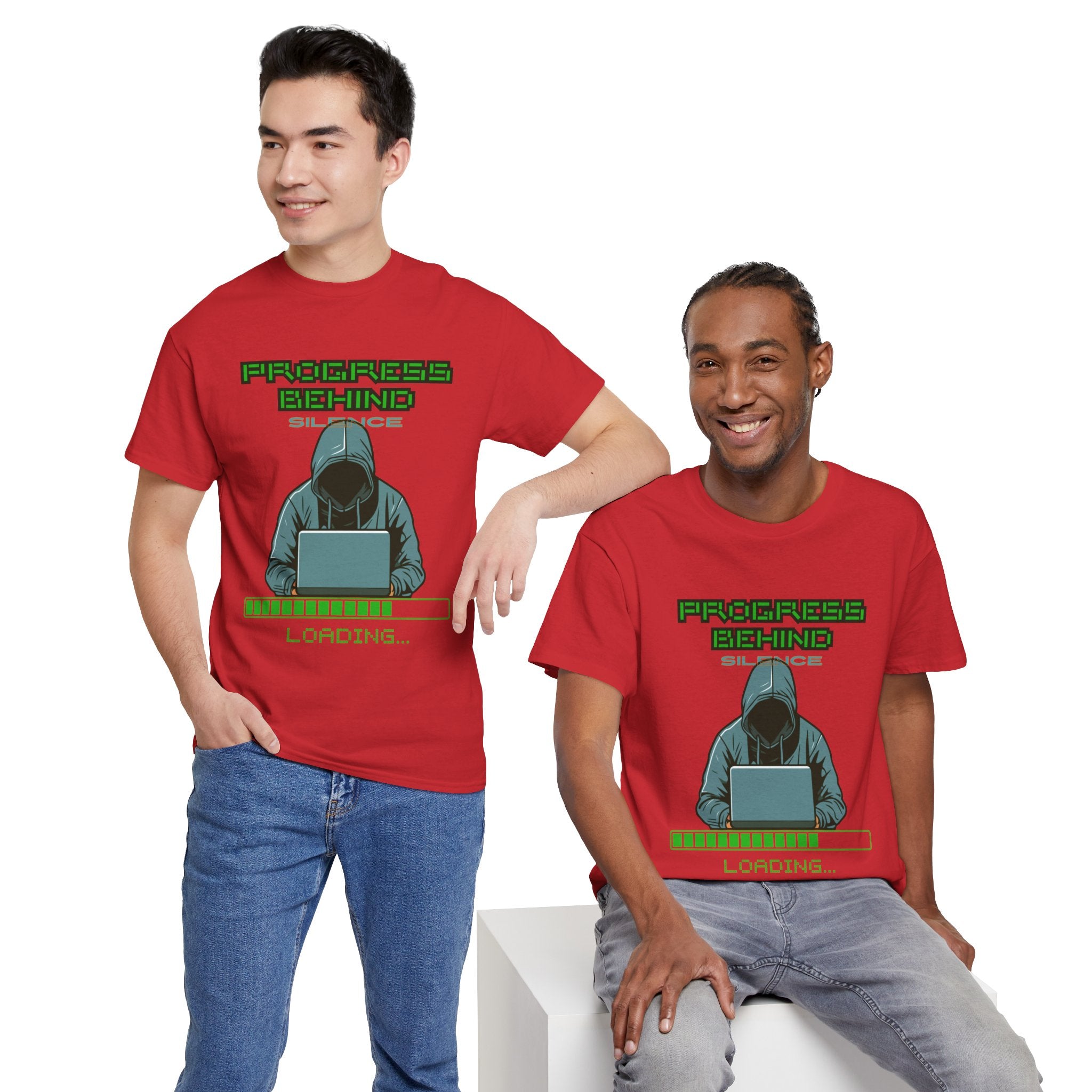 Green Retro Matrix Loading T-Shirt | Hacker Aesthetic Graphic Tee | Coding Streetwear Shirt | Gildan 5000 Unisex Cotton Tee