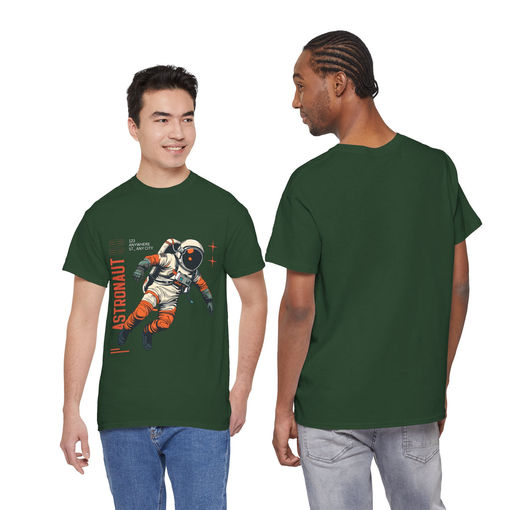 Orange Black Astronaut Retro Business Tee | Vintage Space Graphic T-Shirt | Gildan 5000 Unisex Heavy Cotton Shirt | Streetwear Style