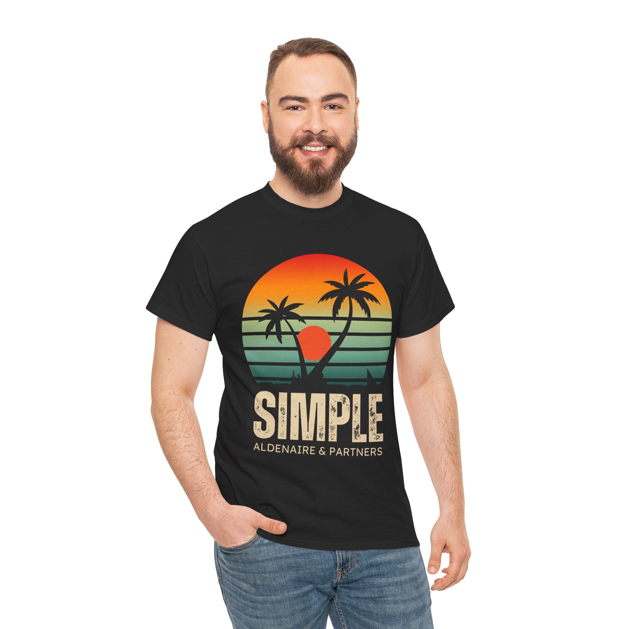 Colorful Vintage Retro Sunset T-Shirt | Gildan 5000 Heavy Cotton Tee | 70s Aesthetic Graphic Shirt | Summer Vibes Unisex Tee