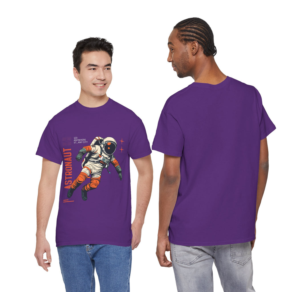 Orange Black Astronaut Retro Business Tee | Vintage Space Graphic T-Shirt | Gildan 5000 Unisex Heavy Cotton Shirt | Streetwear Style